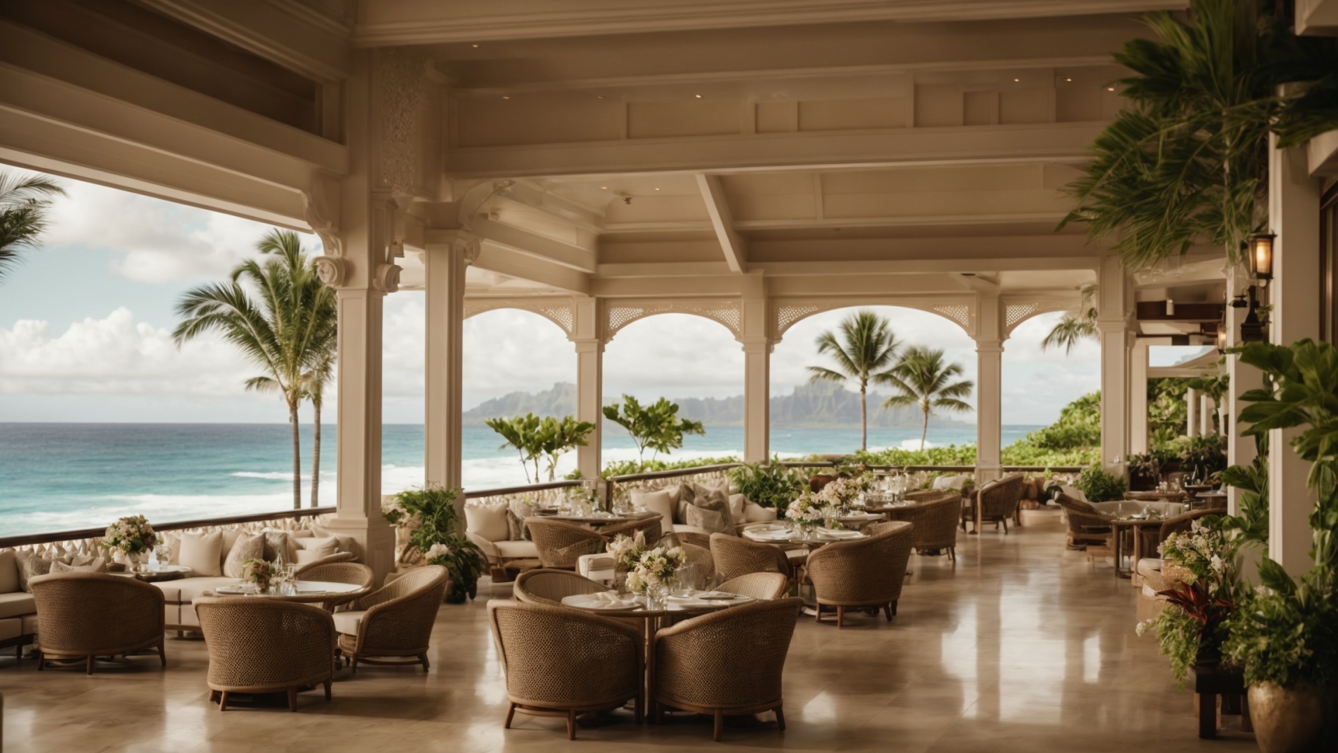 Luxury beachclub hotel on the beach in Hawaii