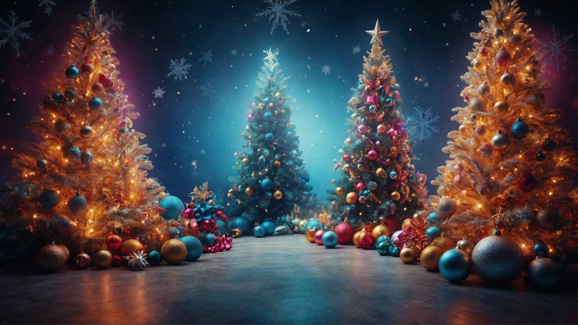 Decorated christmas trees