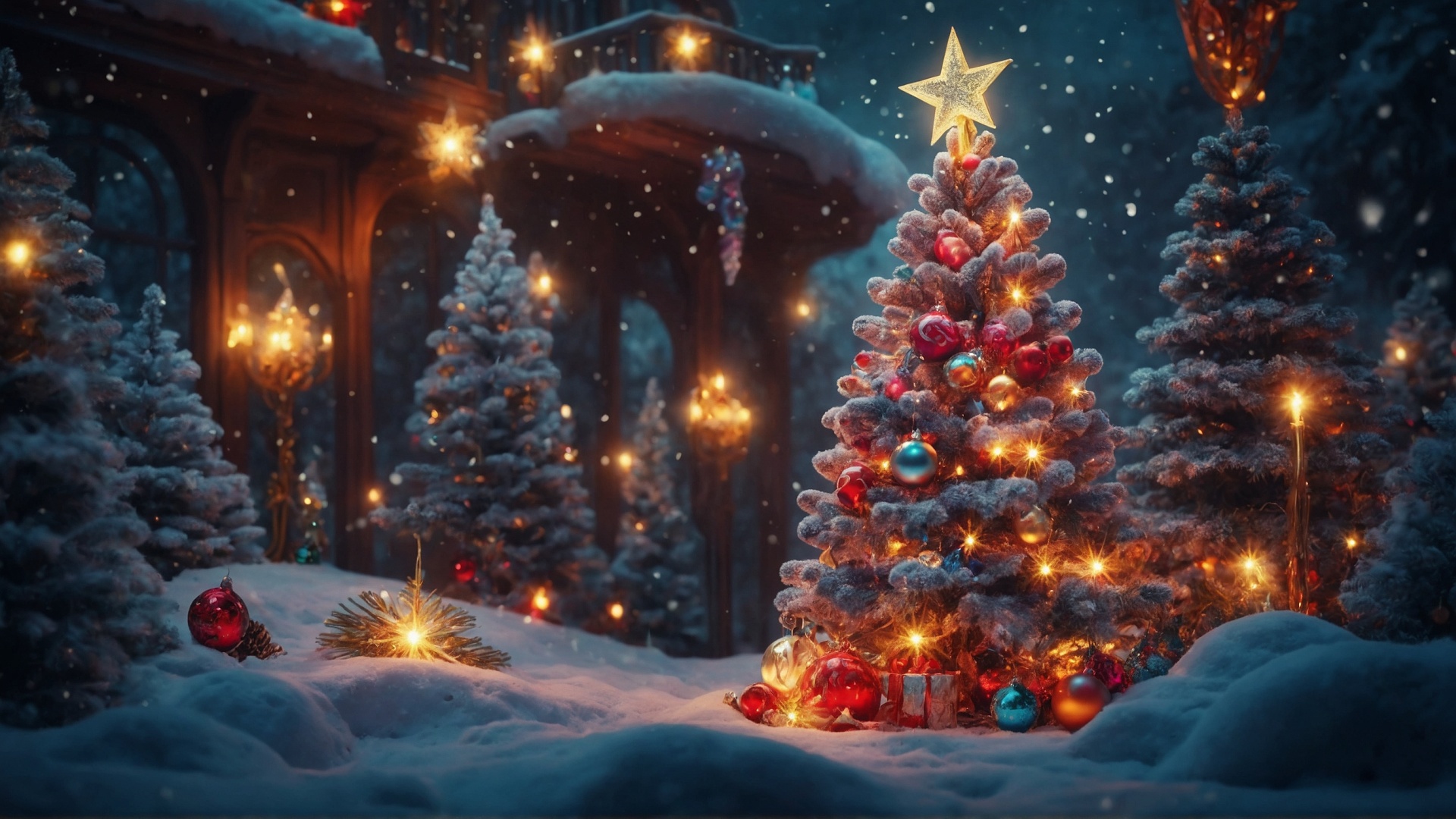 Decorated christmas trees