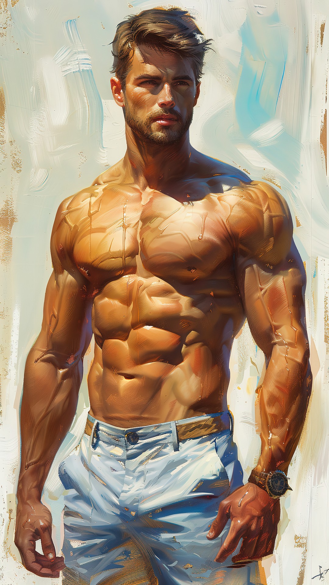 Muscular man - Oil painting