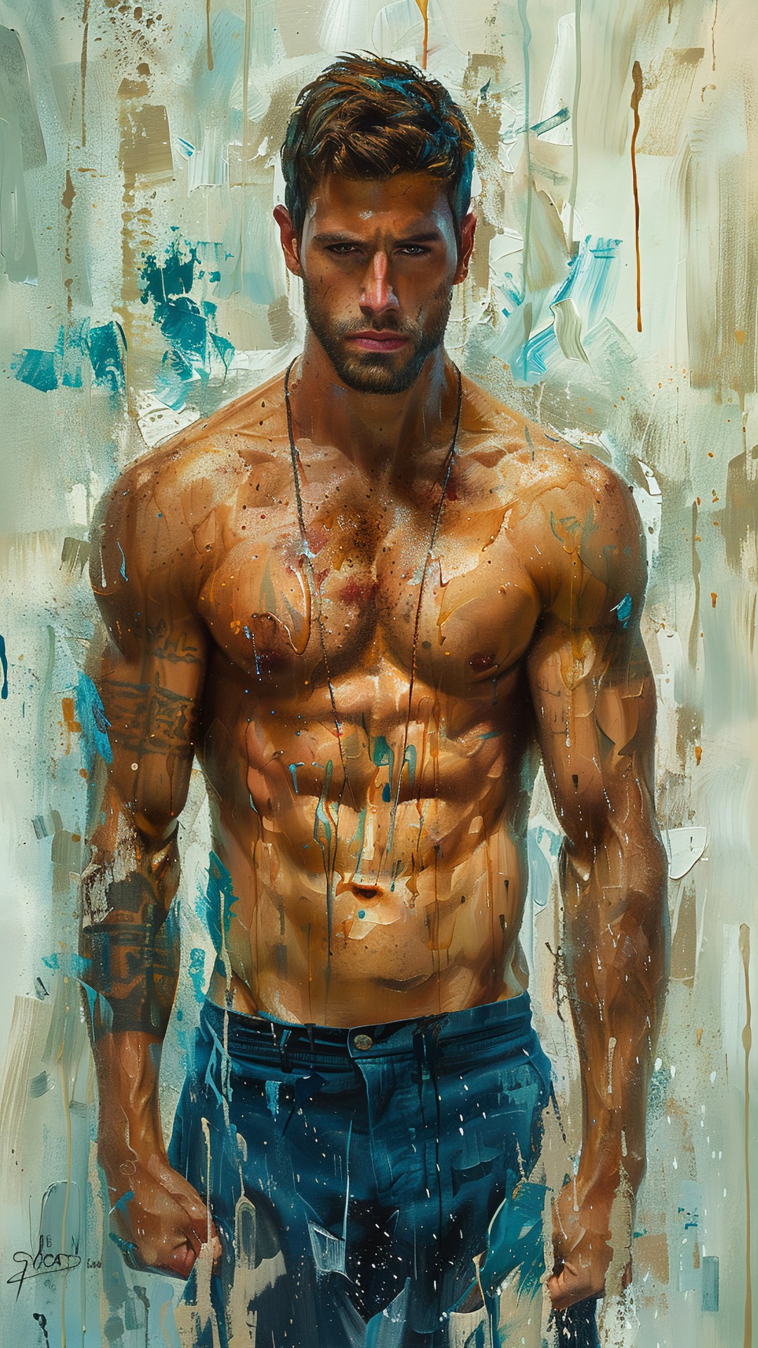 Muscular man - Oil painting