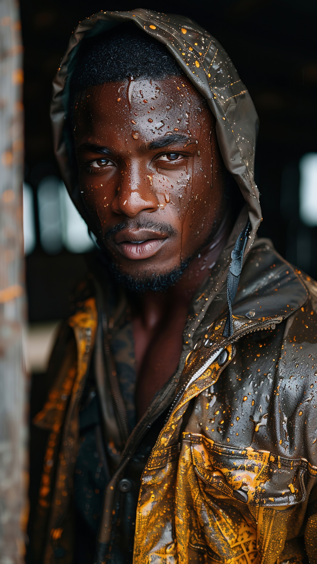 Muscular black man working on a farm