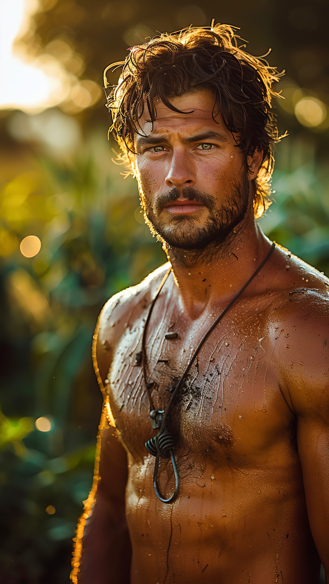 Muscular man working on a farm