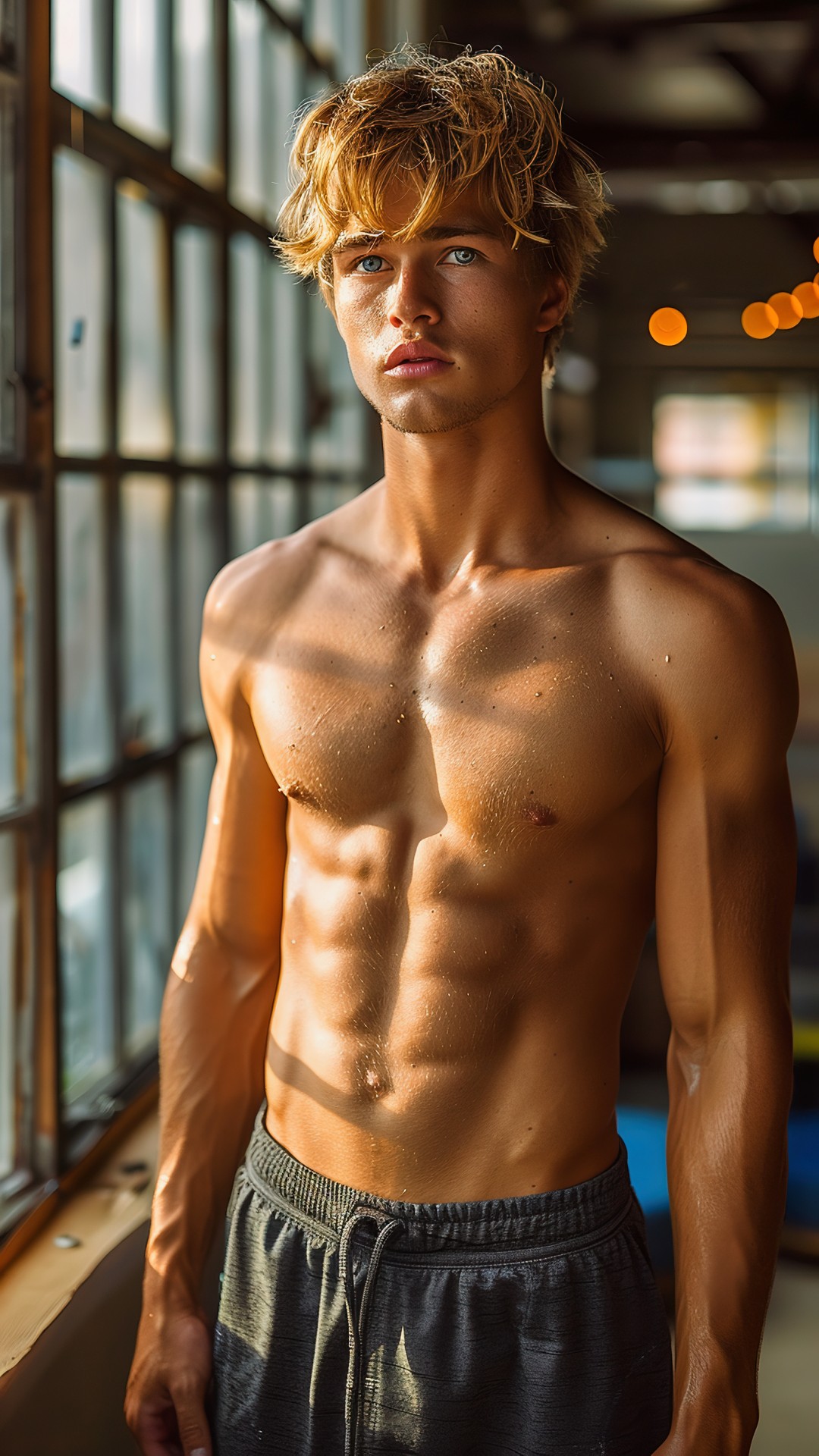 Muscular sporty blonde man