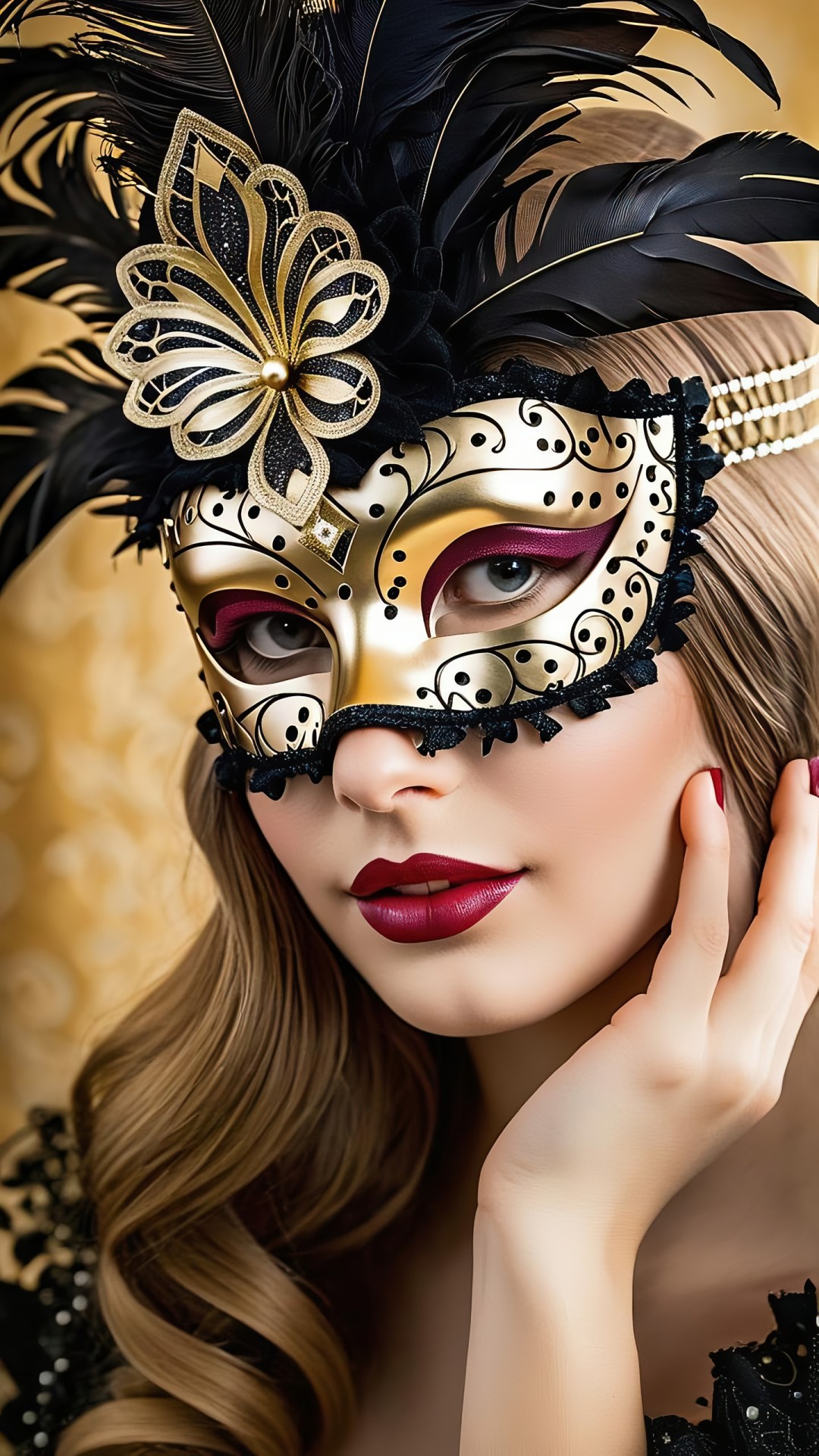 Woman portrait with venetian carnival mask