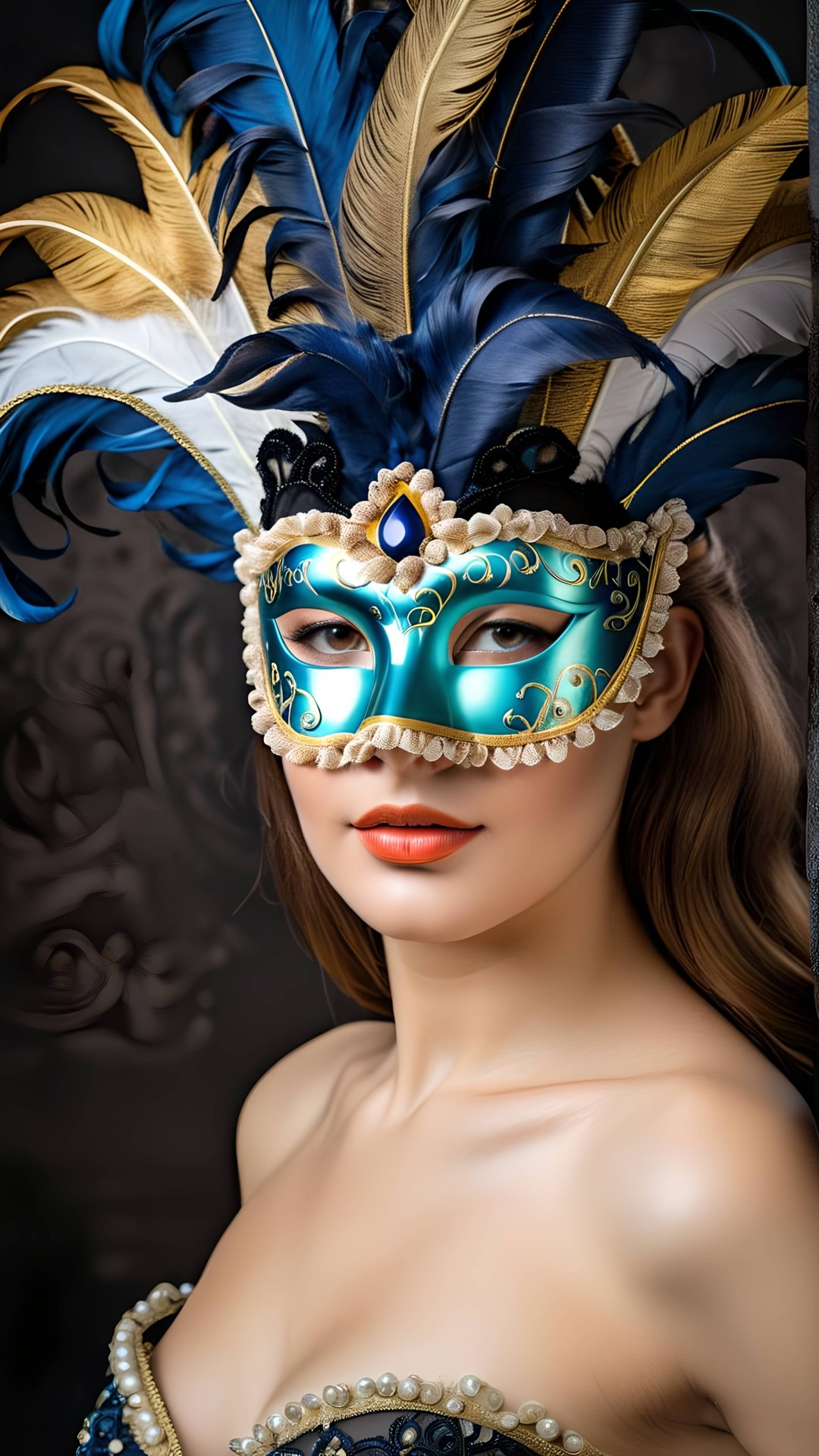 Woman portrait with venetian carnival mask