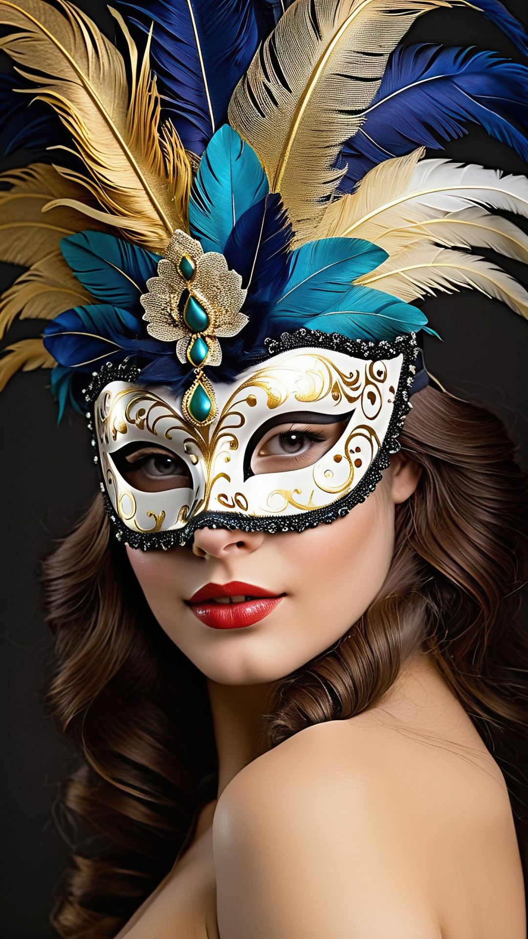 Woman portrait with venetian carnival mask