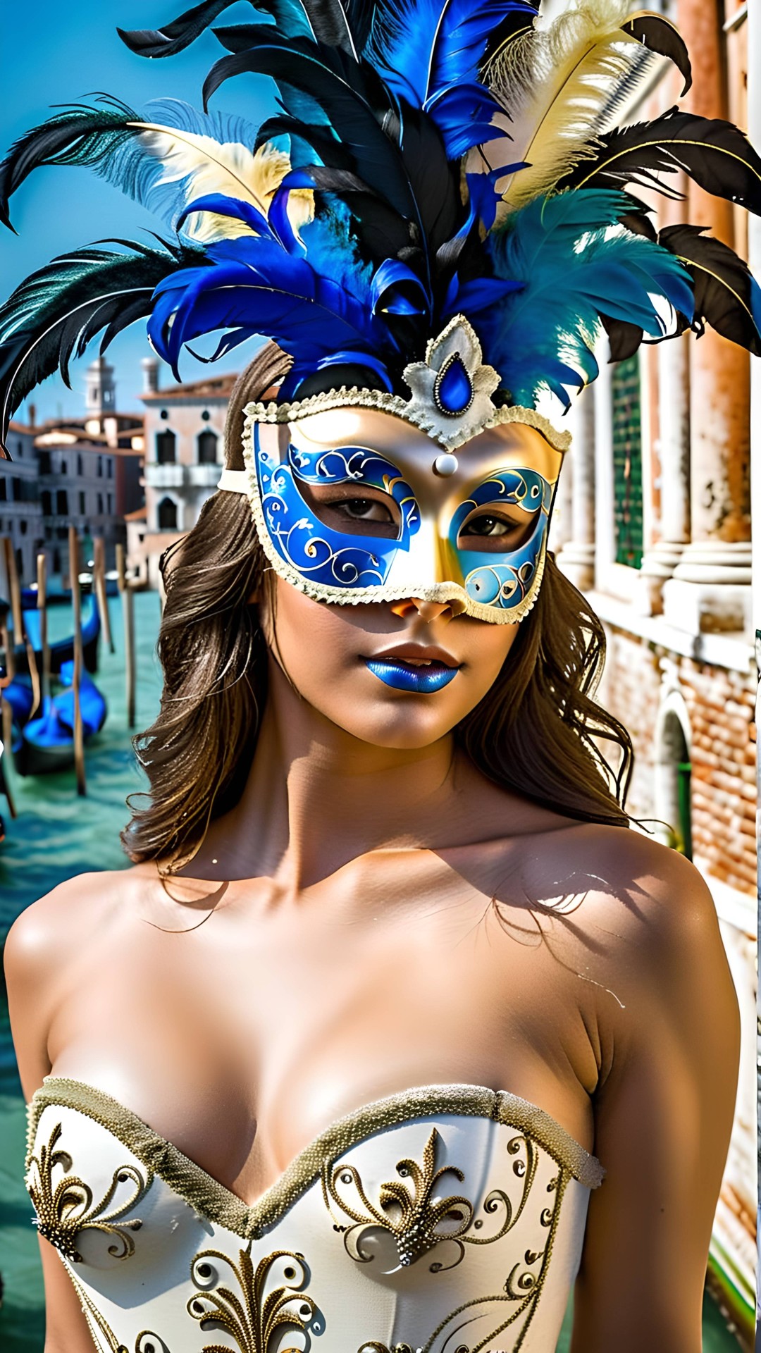 Woman portrait with venetian carnival mask