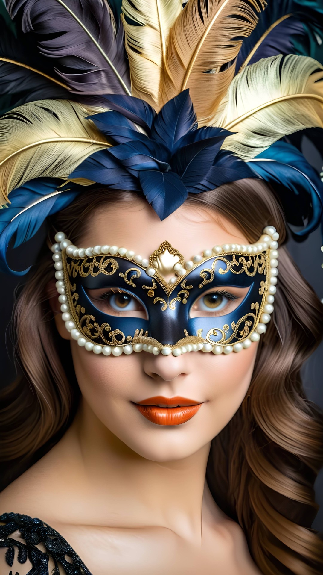 Woman portrait with venetian carnival mask