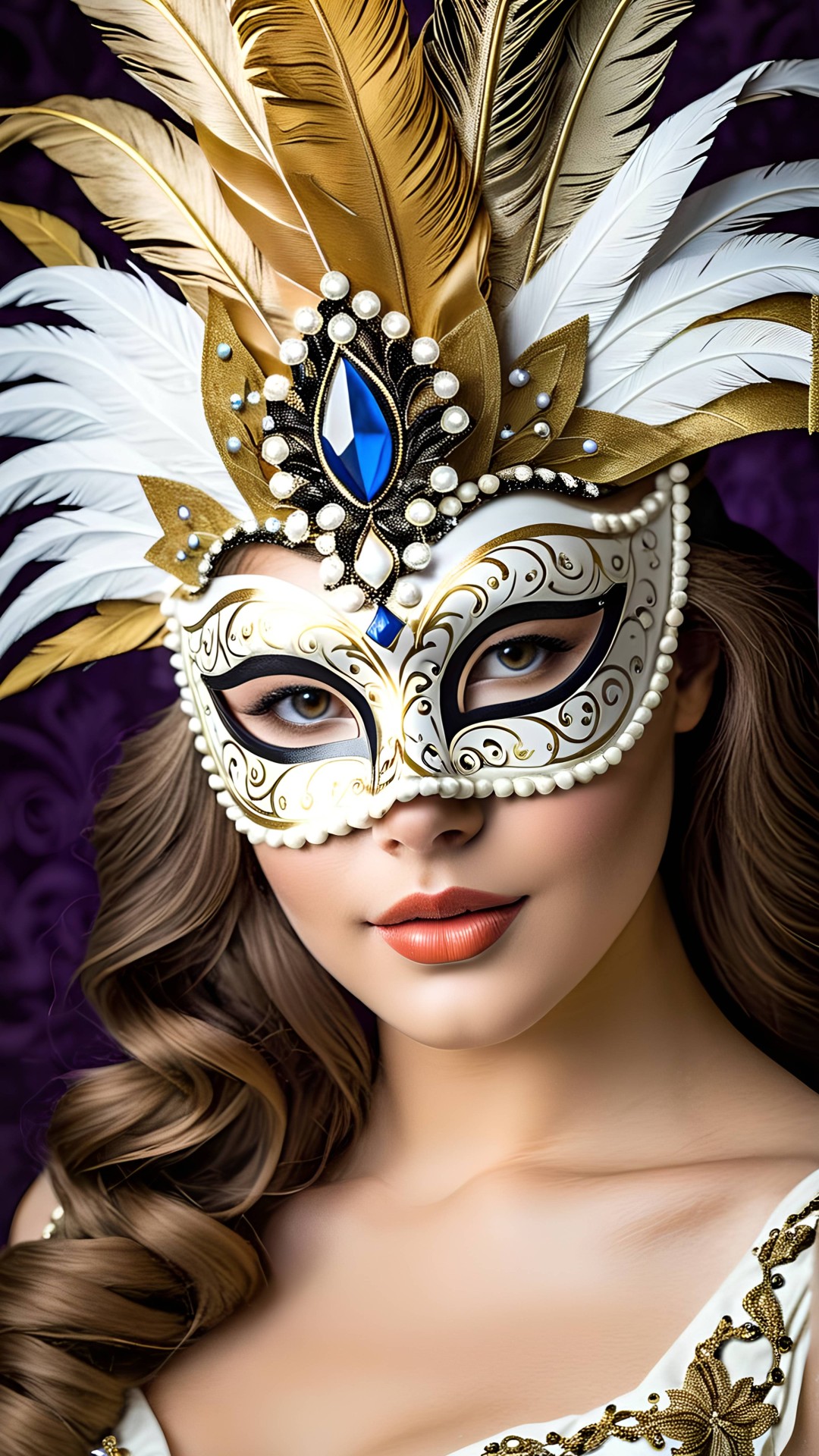Woman portrait with venetian carnival mask
