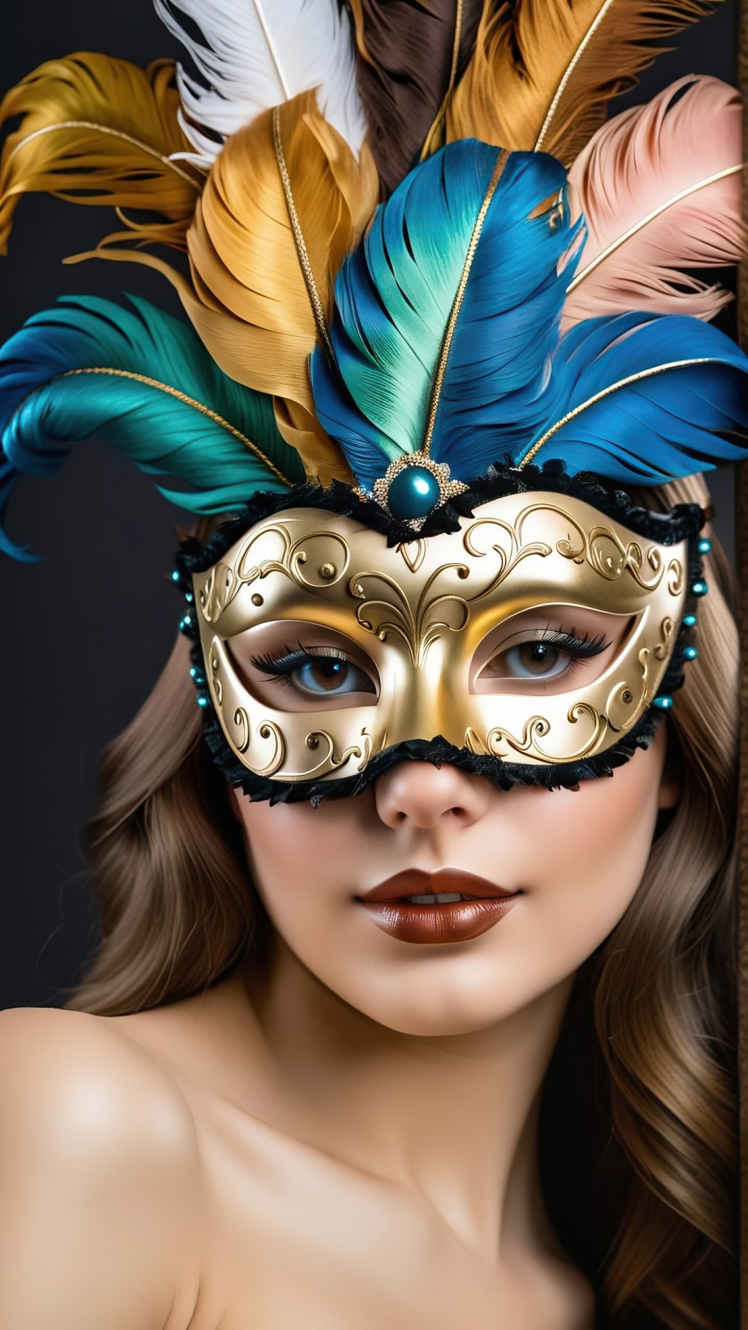 Woman portrait with venetian carnival mask