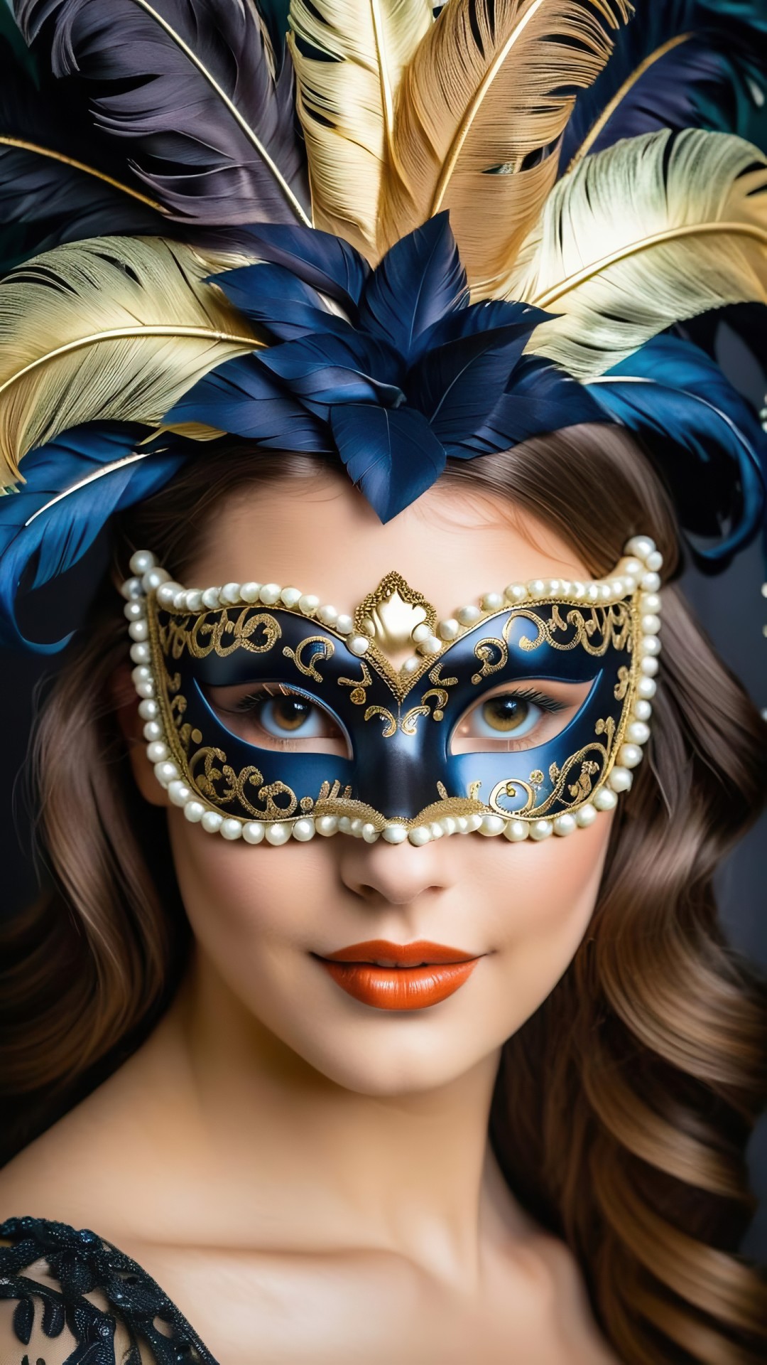 Woman portrait with venetian carnival mask