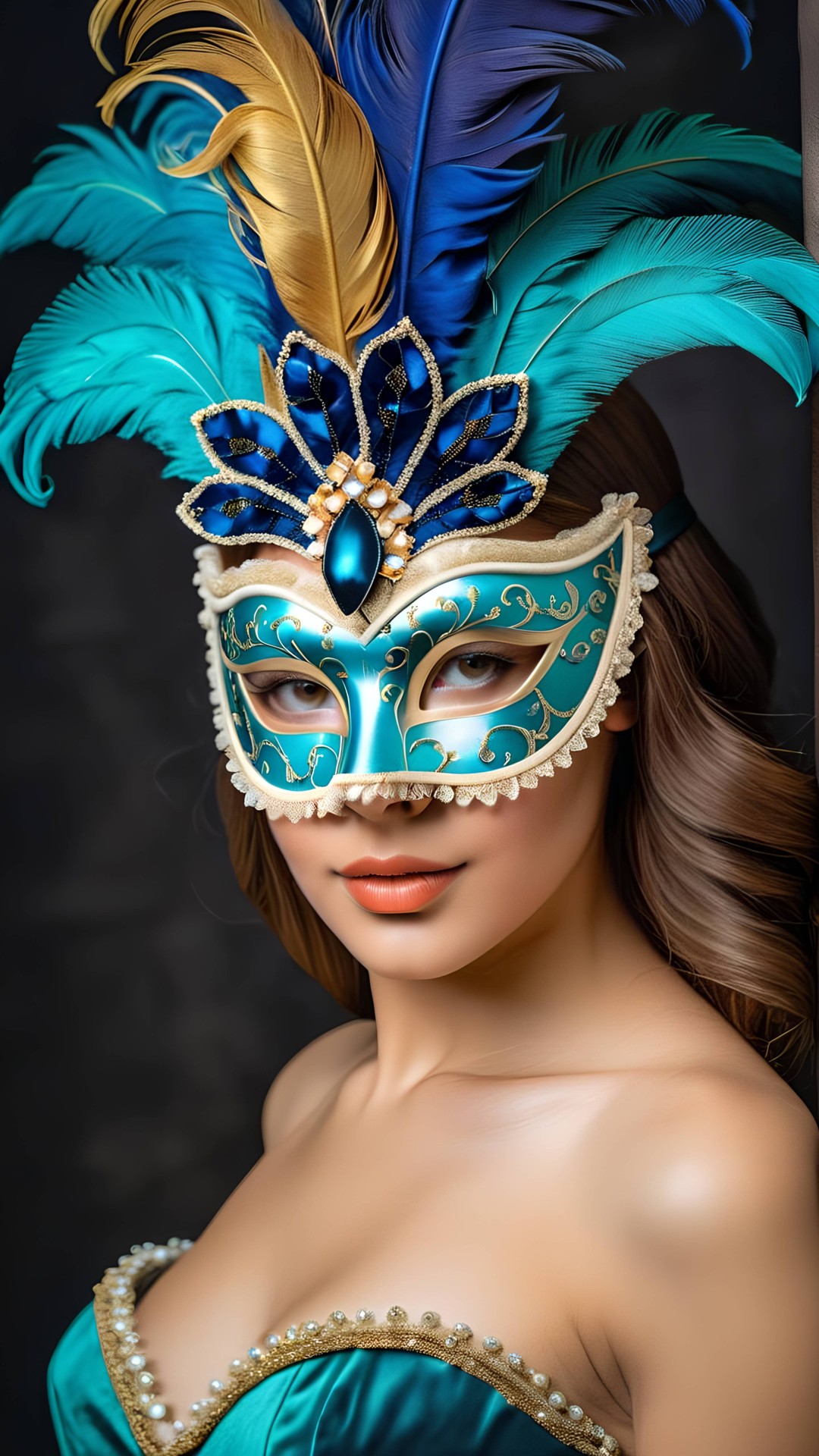 Woman portrait with venetian carnival mask
