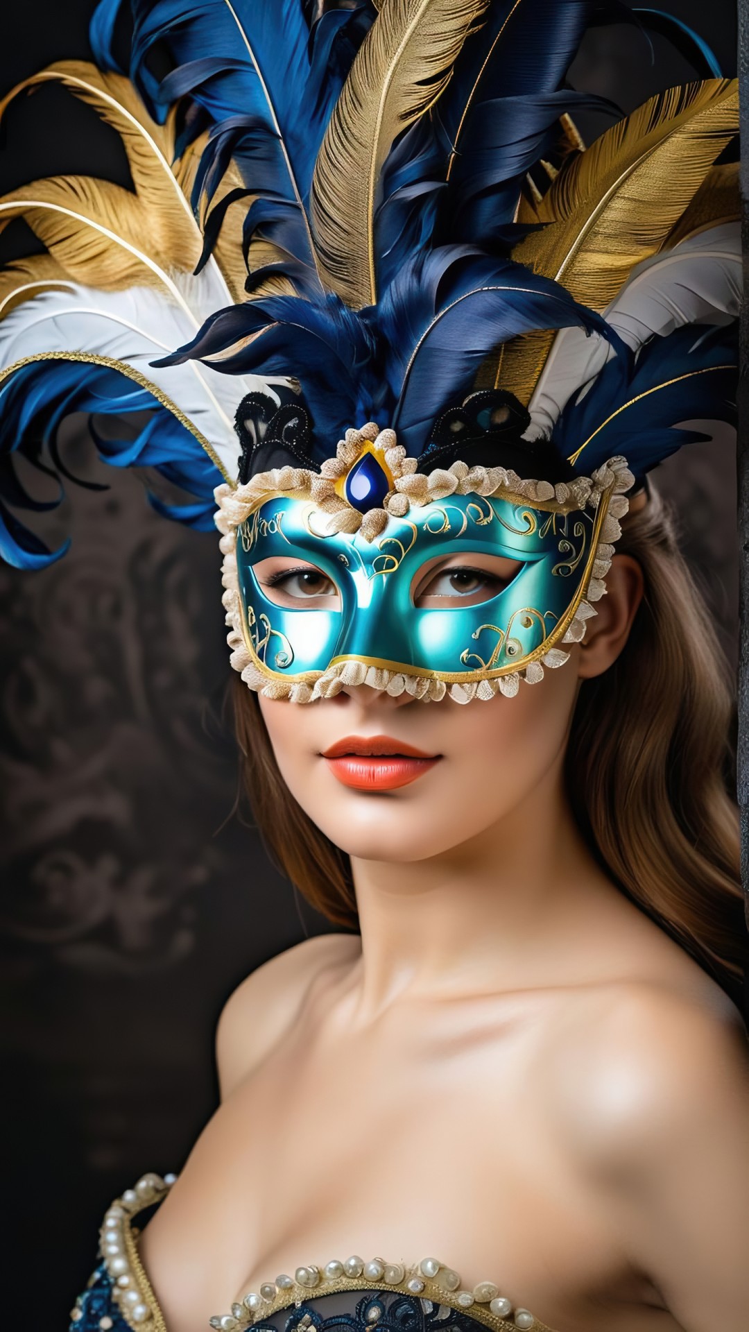 Woman portrait with venetian carnival mask