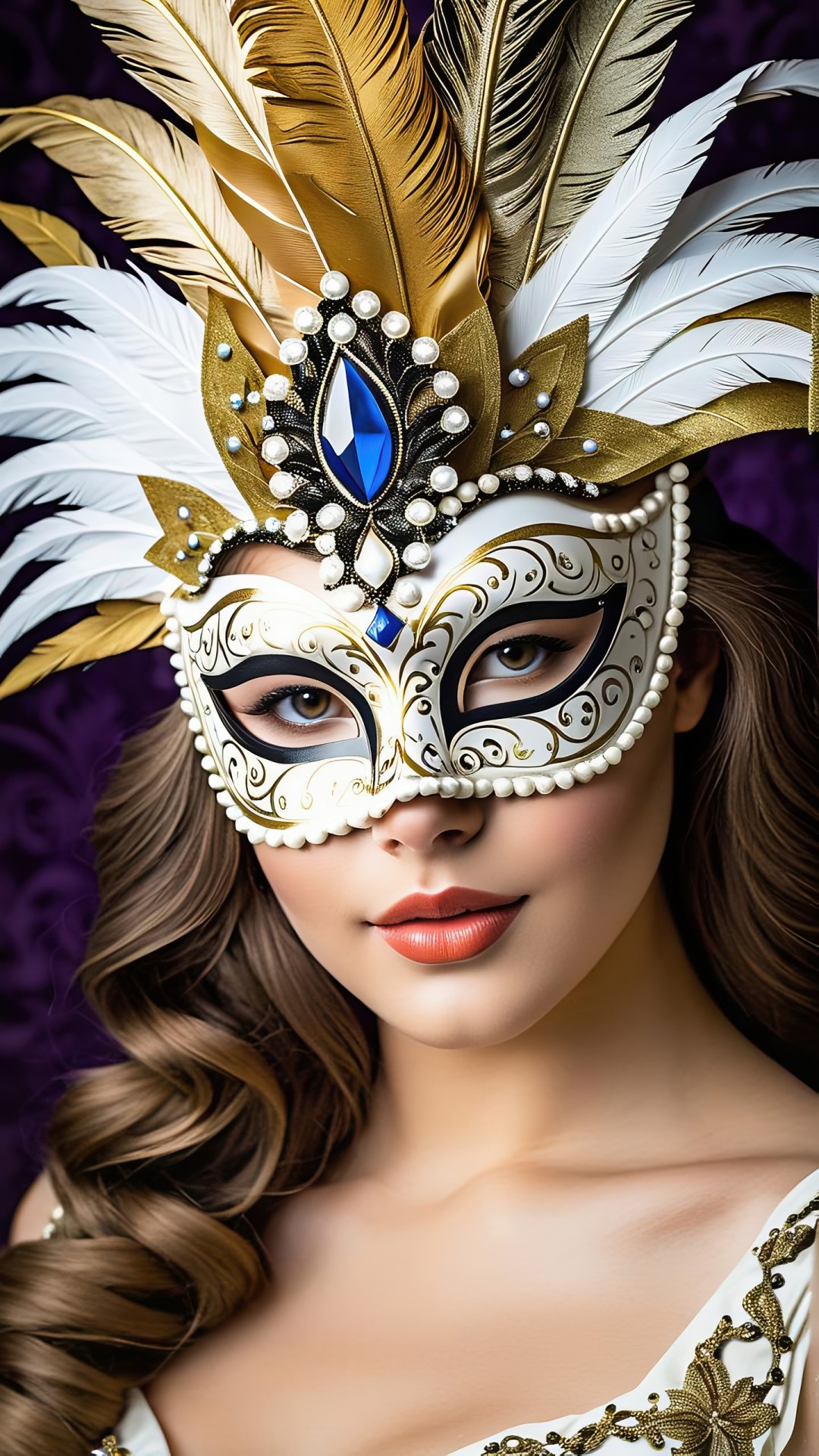Woman portrait with venetian carnival mask
