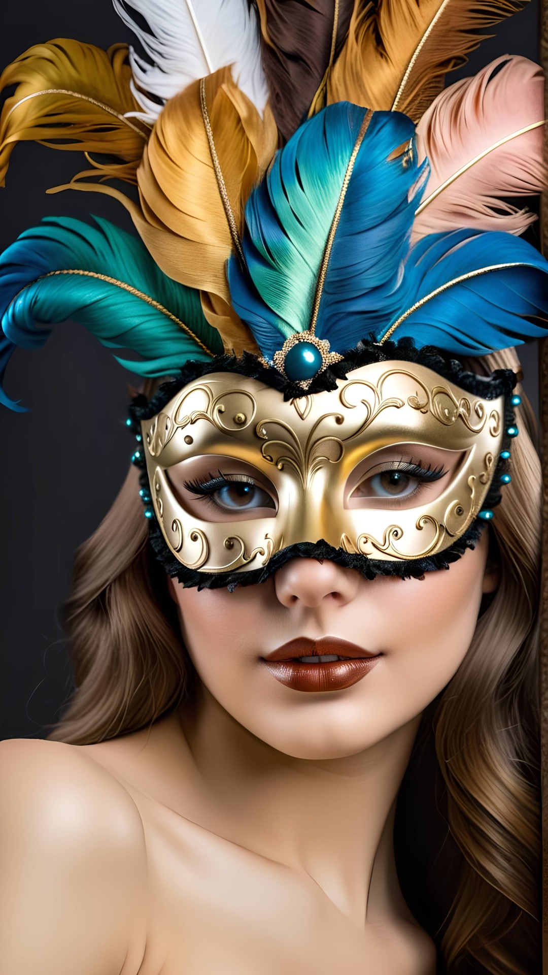 Woman portrait with venetian carnival mask