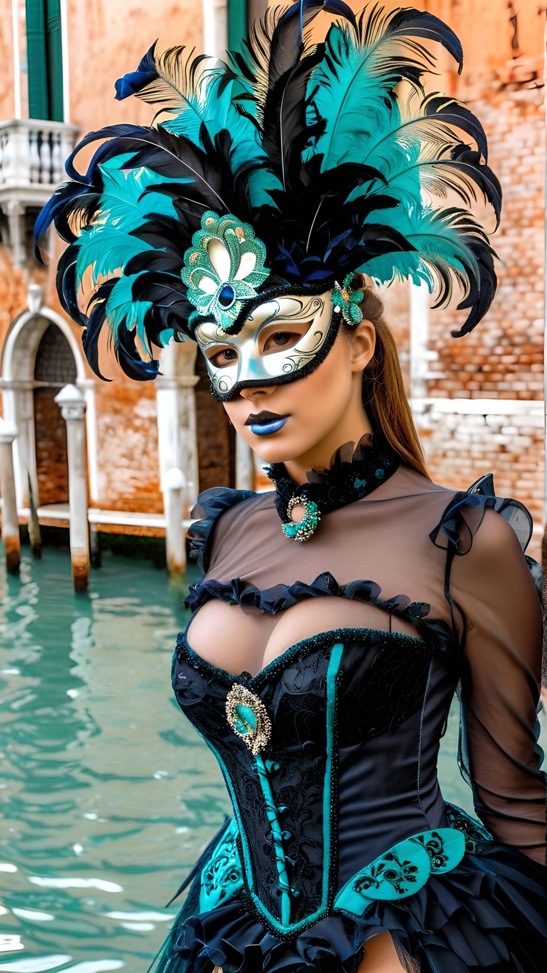 Sexy woman with venetian carnival mask