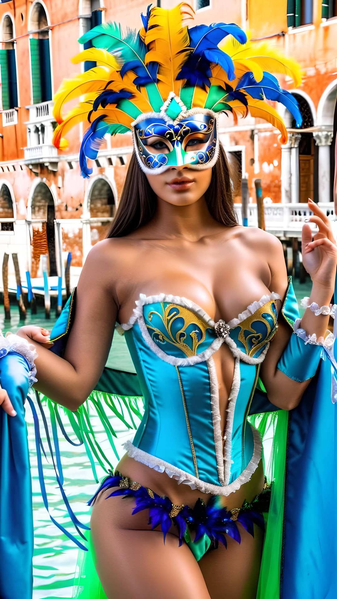 Sexy woman with venetian carnival mask