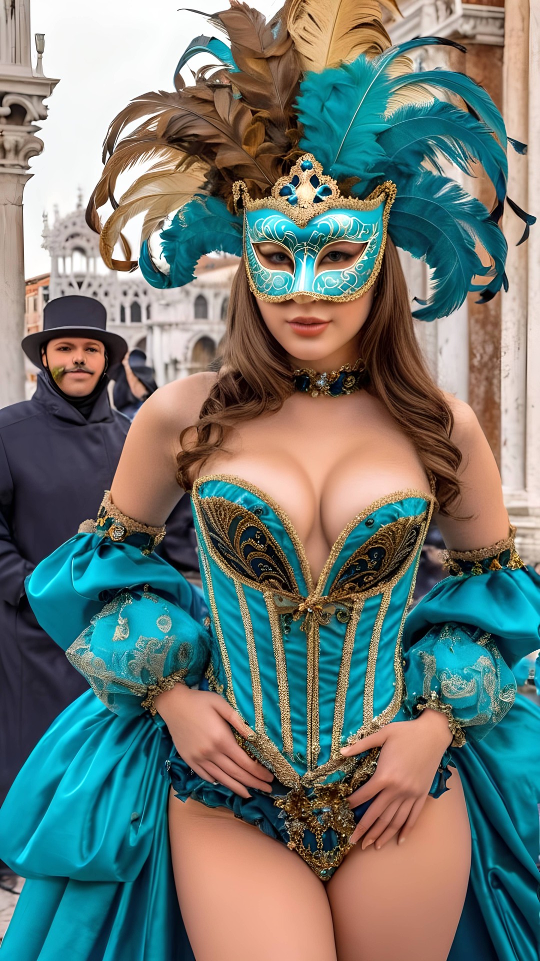 Sexy woman with venetian carnival mask
