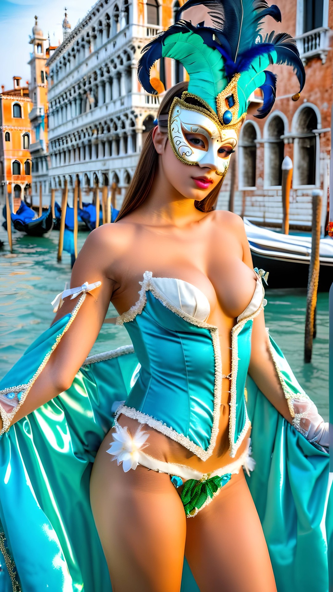 Sexy woman with venetian carnival mask