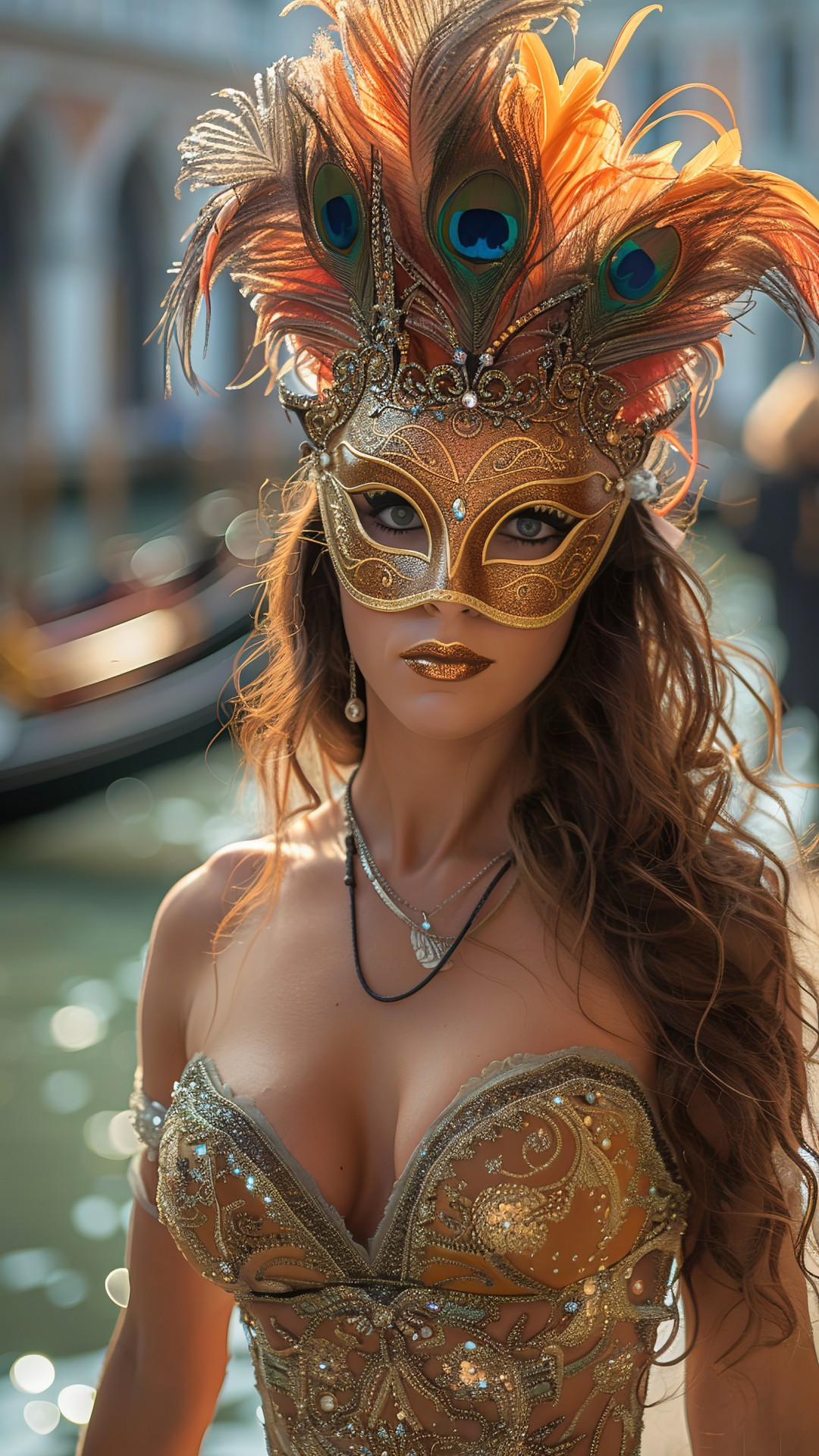 Woman wearing a sexy venetian carnival costume
