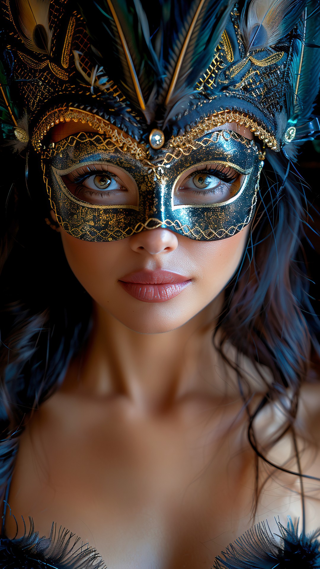 Woman wearing a sexy venetian carnival costume