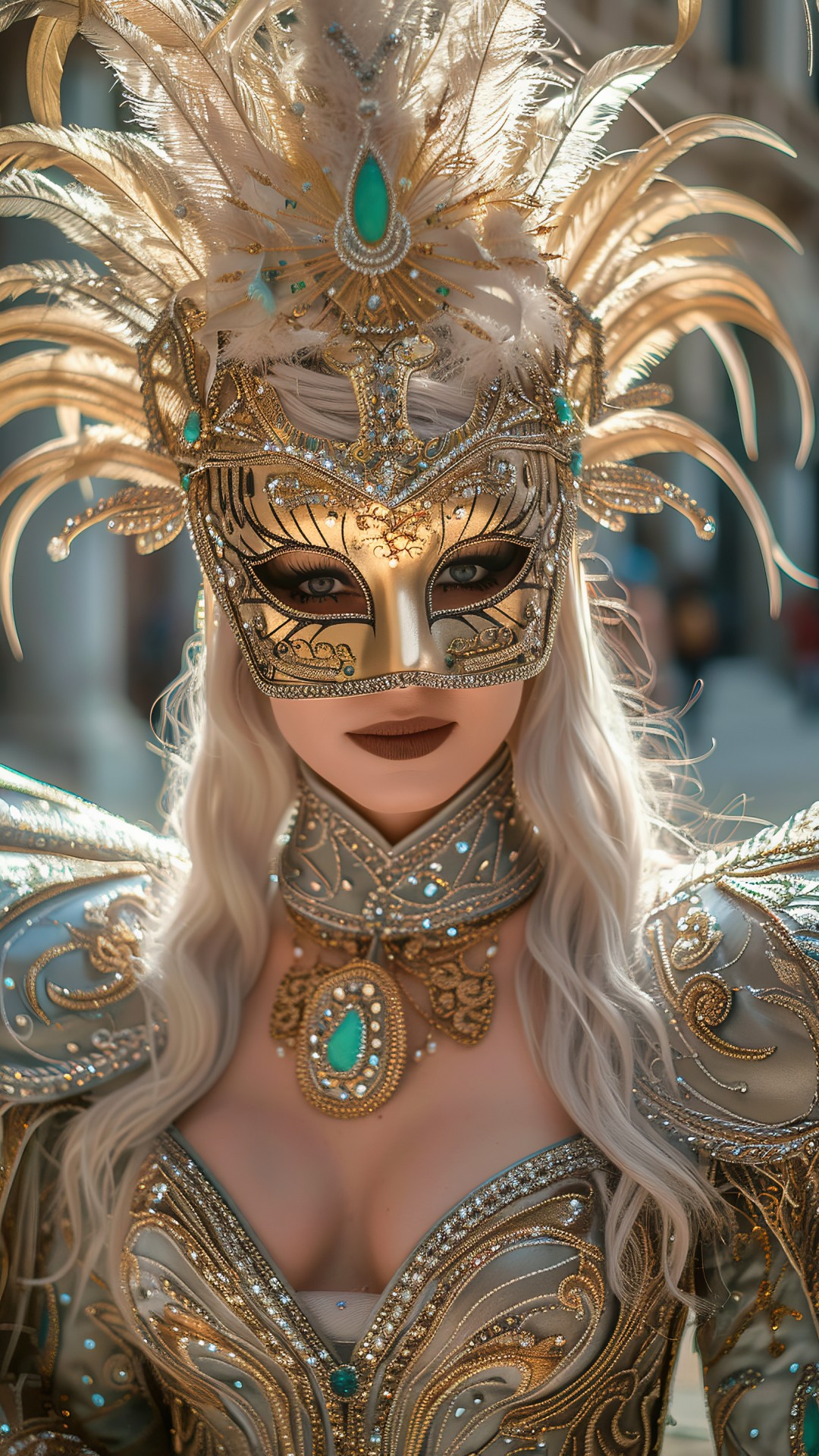 Woman wearing a sexy venetian carnival costume
