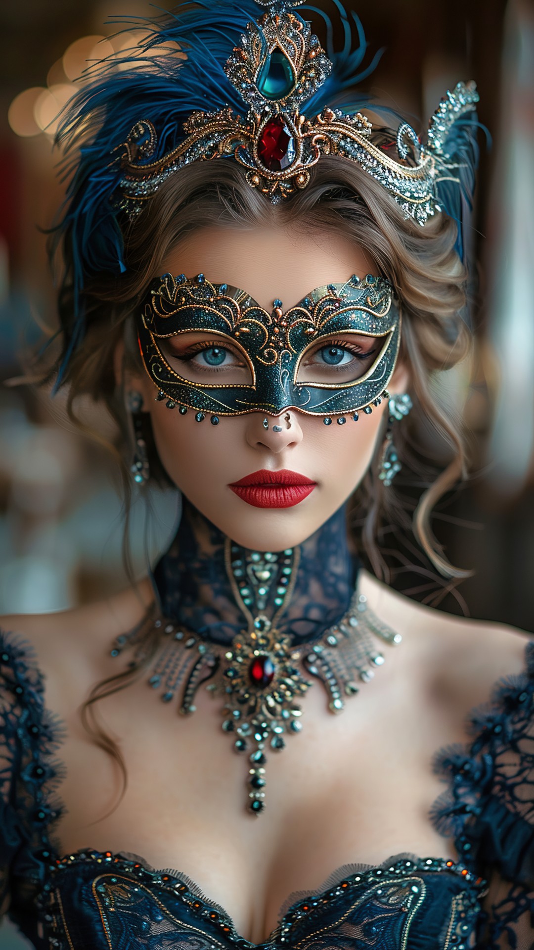 Woman wearing a sexy venetian carnival costume
