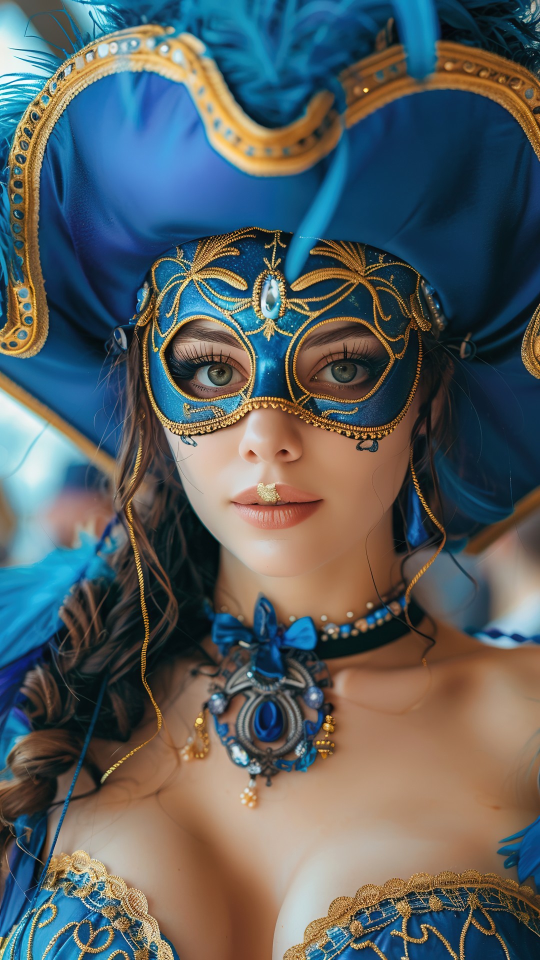 Woman wearing a sexy venetian carnival costume