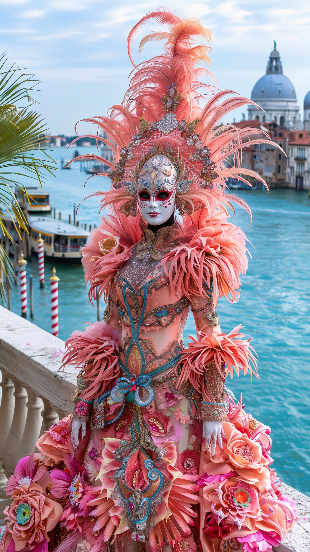 Woman wearing a venetian carnival costume