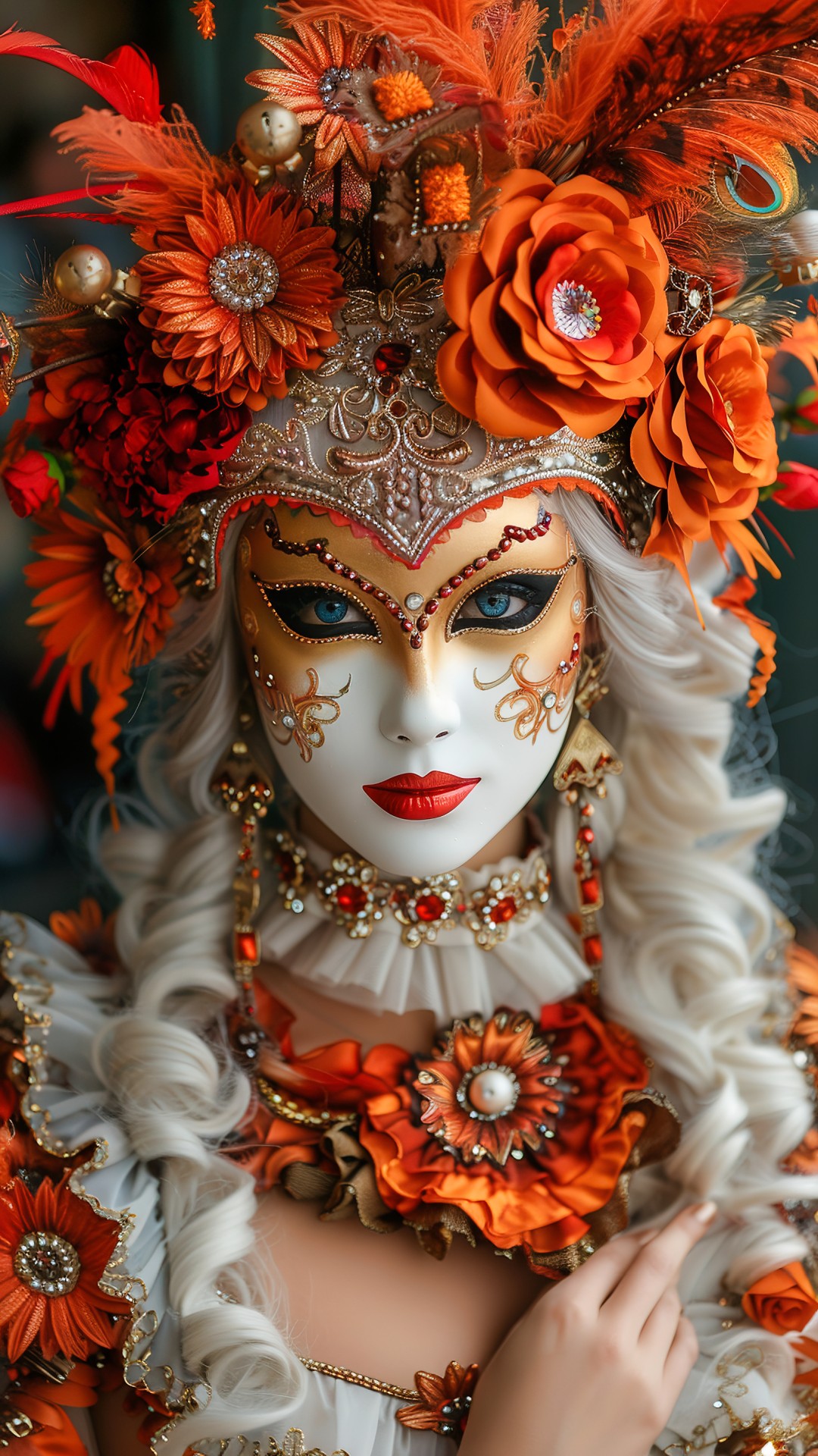 Woman wearing a venetian carnival costume
