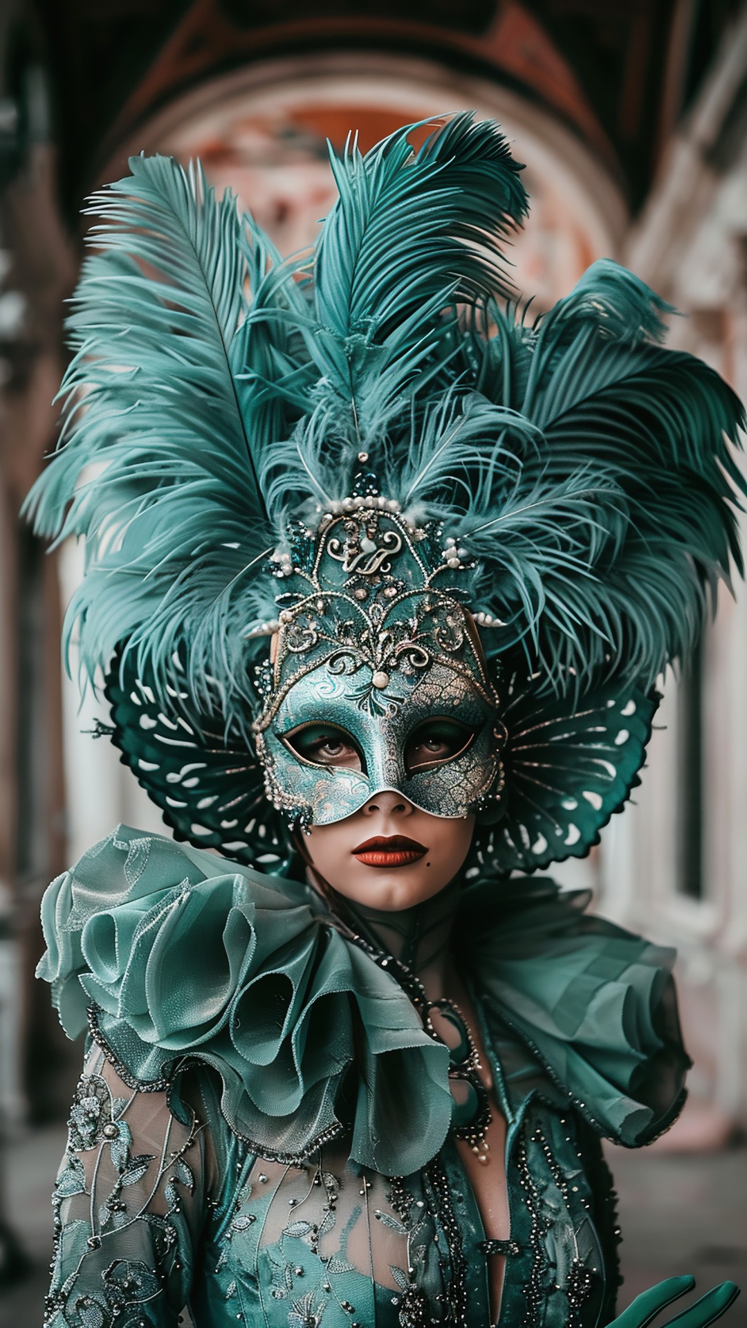Woman wearing a venetian carnival costume