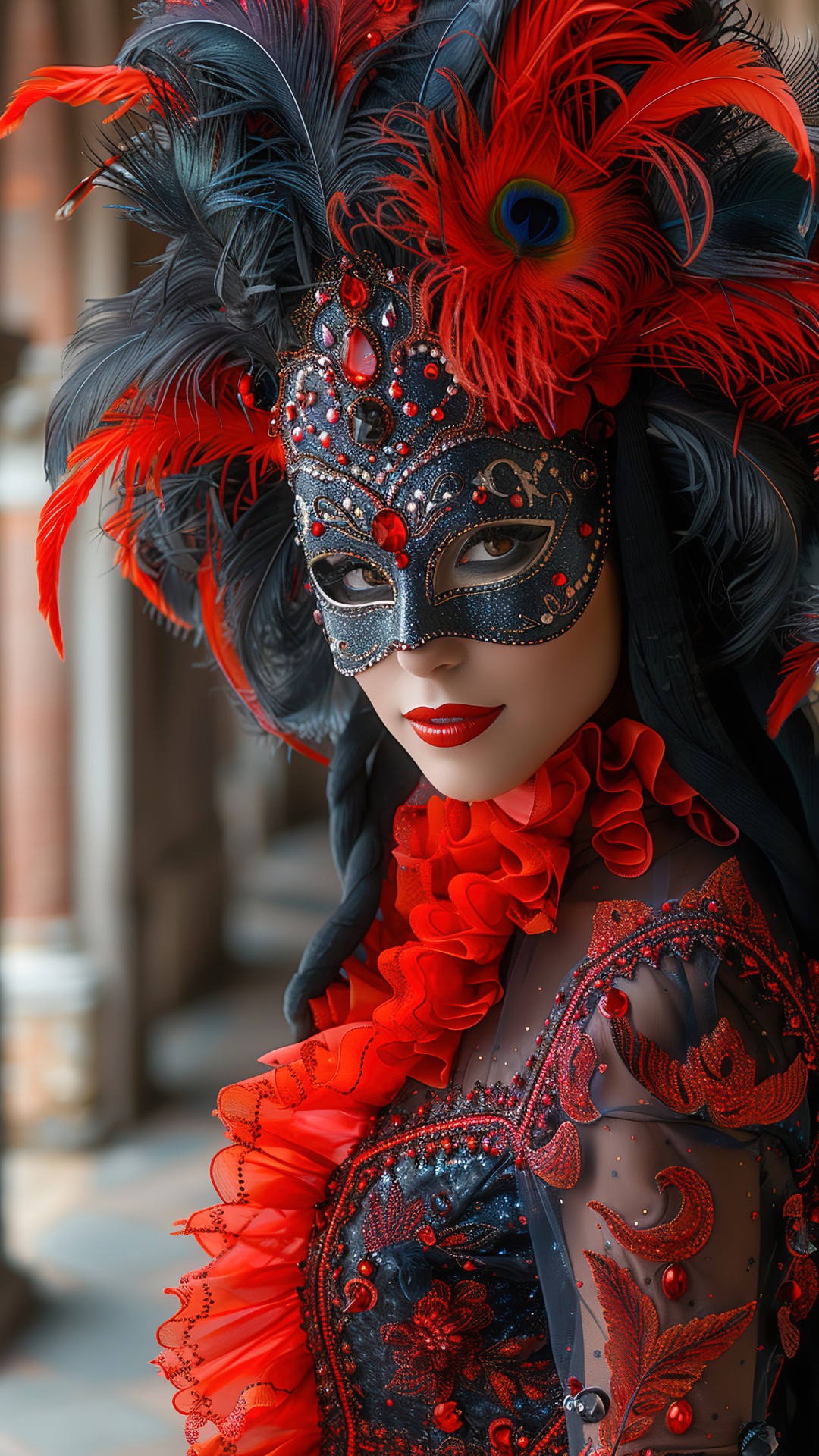 Woman wearing a venetian carnival costume