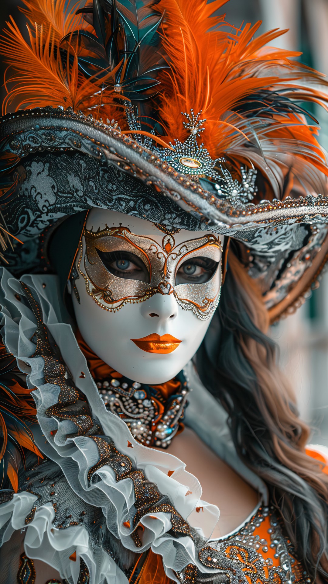 Woman wearing a venetian carnival costume
