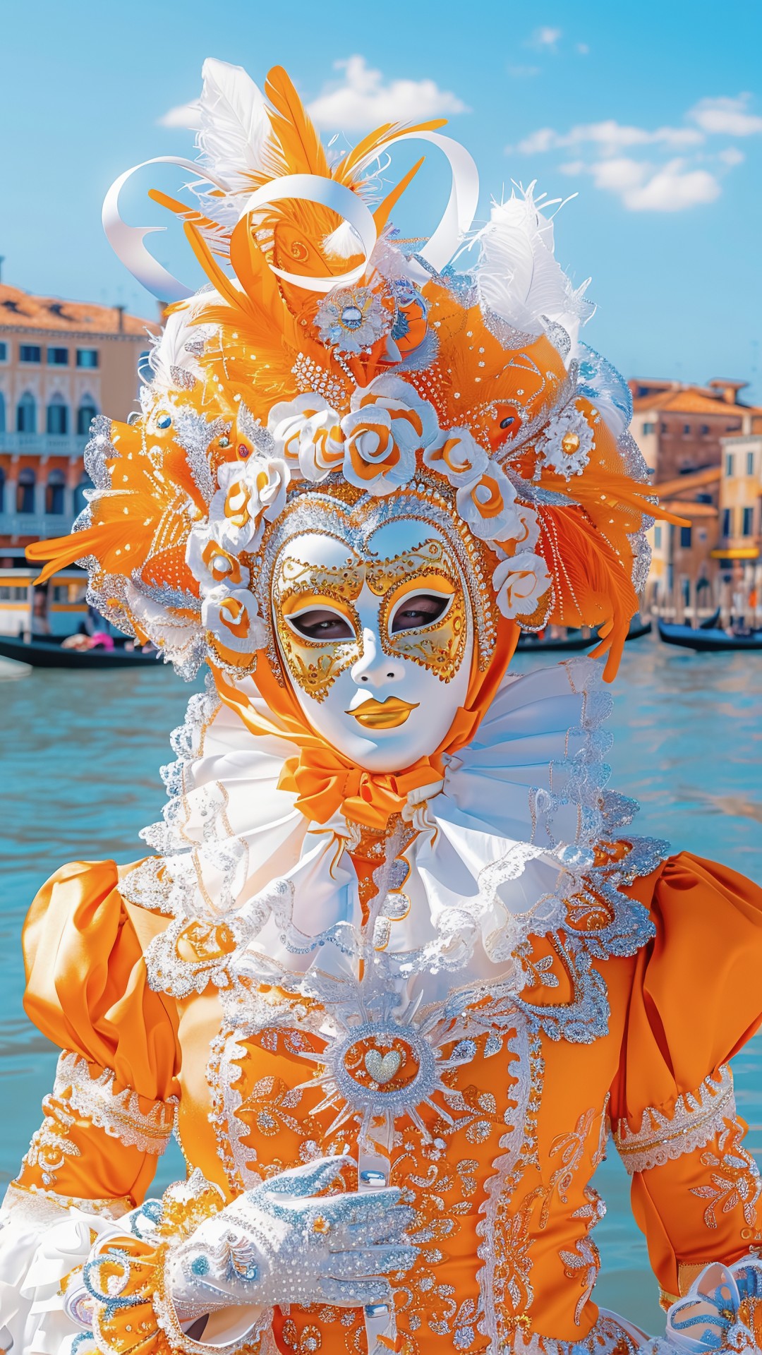 Woman wearing a venetian carnival costume