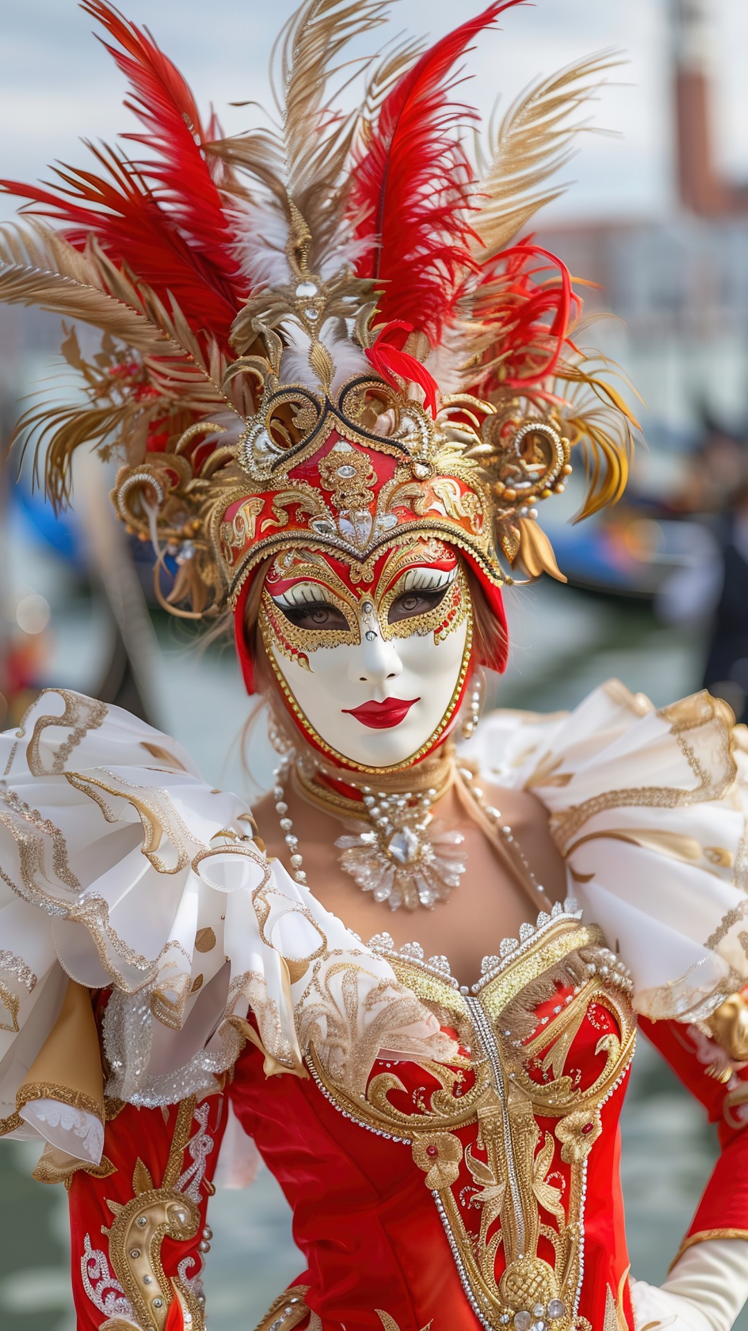Woman wearing a venetian carnival costume