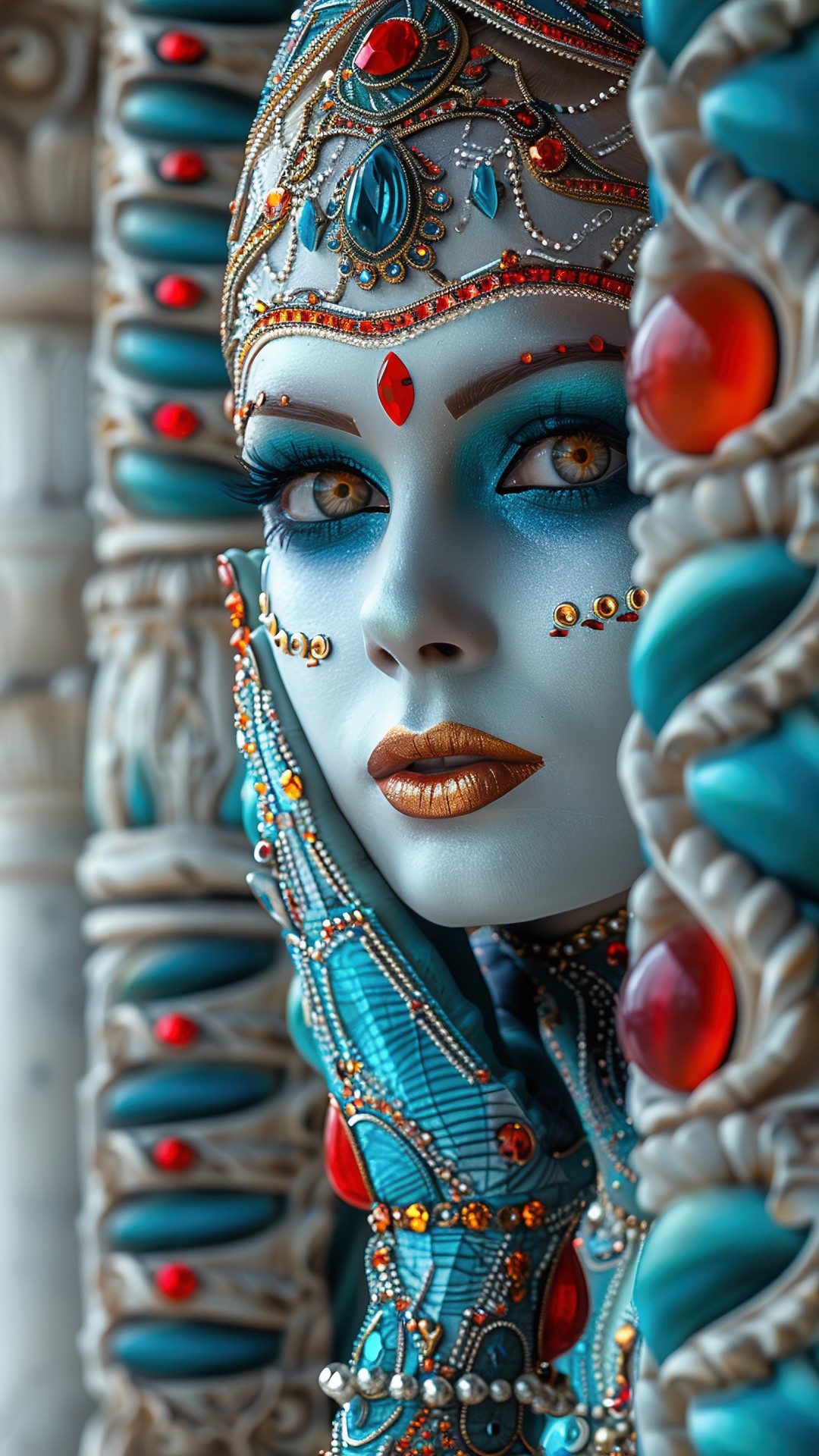 Woman wearing a venetian carnival mask