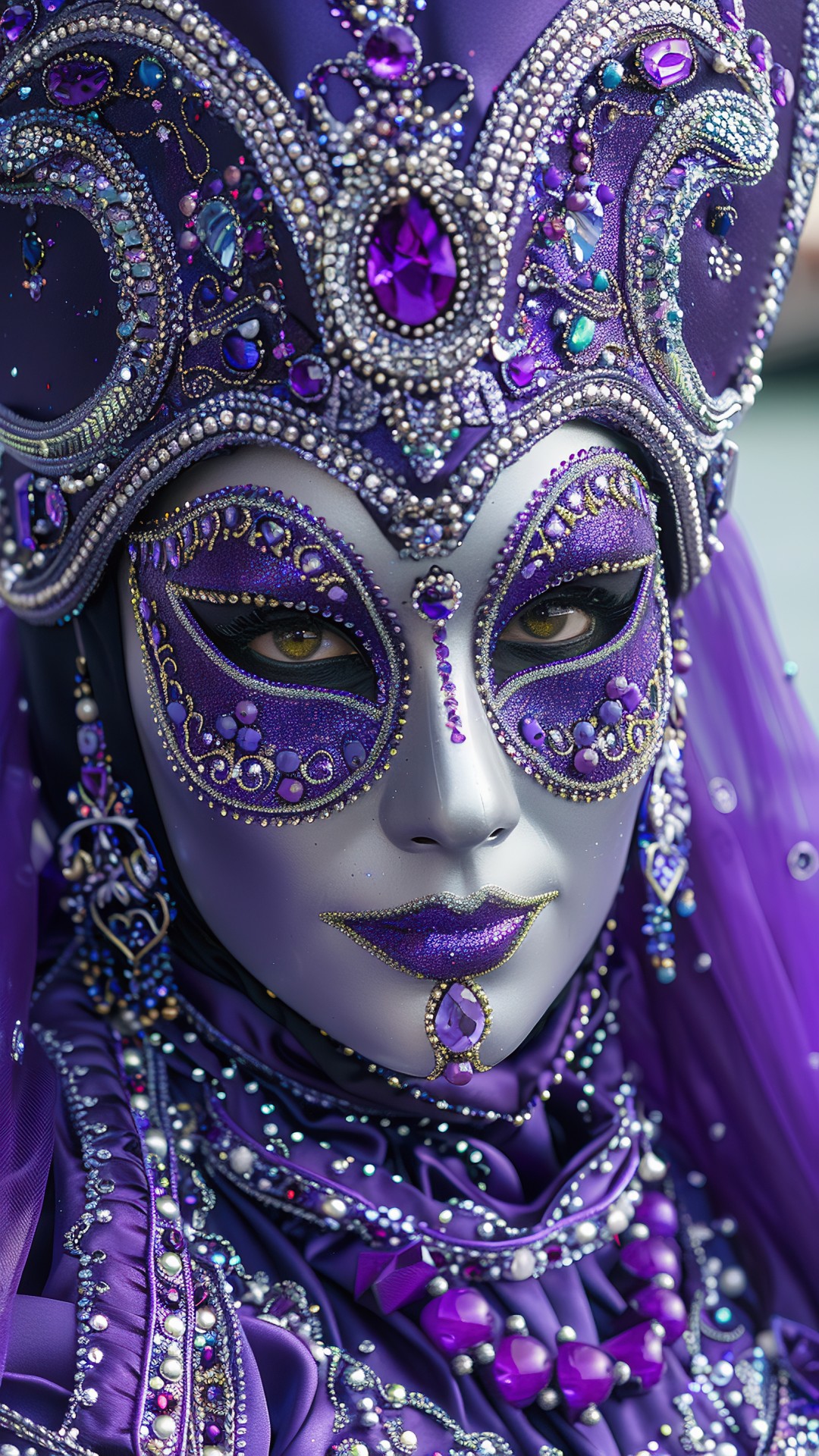 Woman wearing a venetian carnival mask