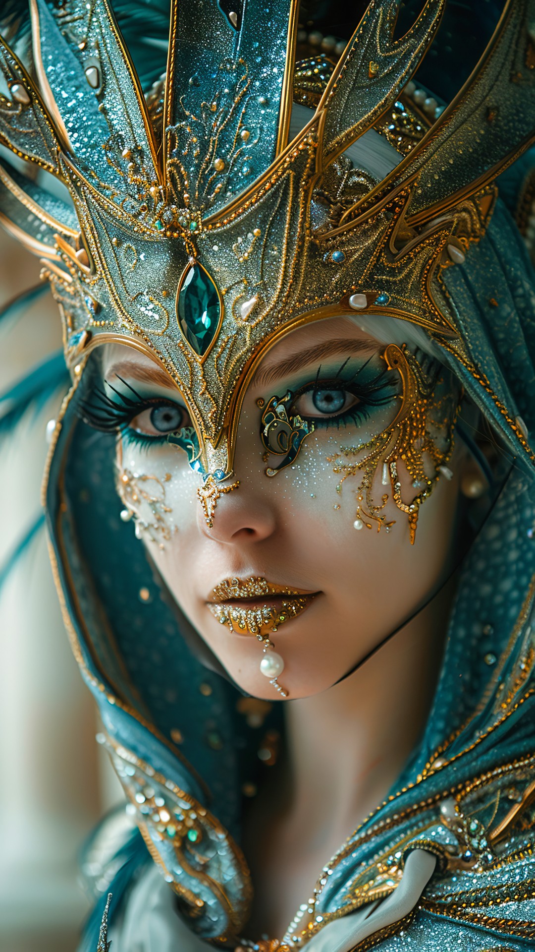Woman wearing a venetian carnival mask