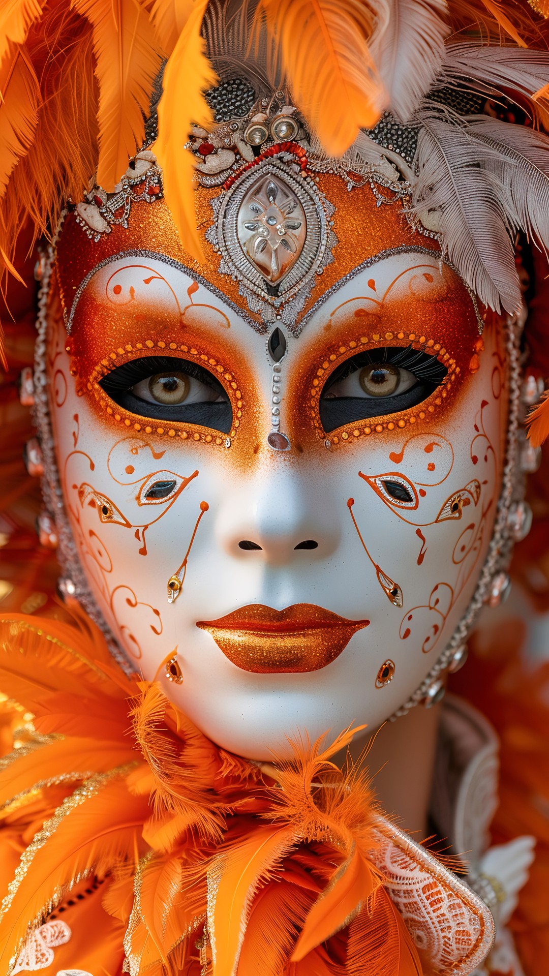 Woman wearing a venetian carnival mask