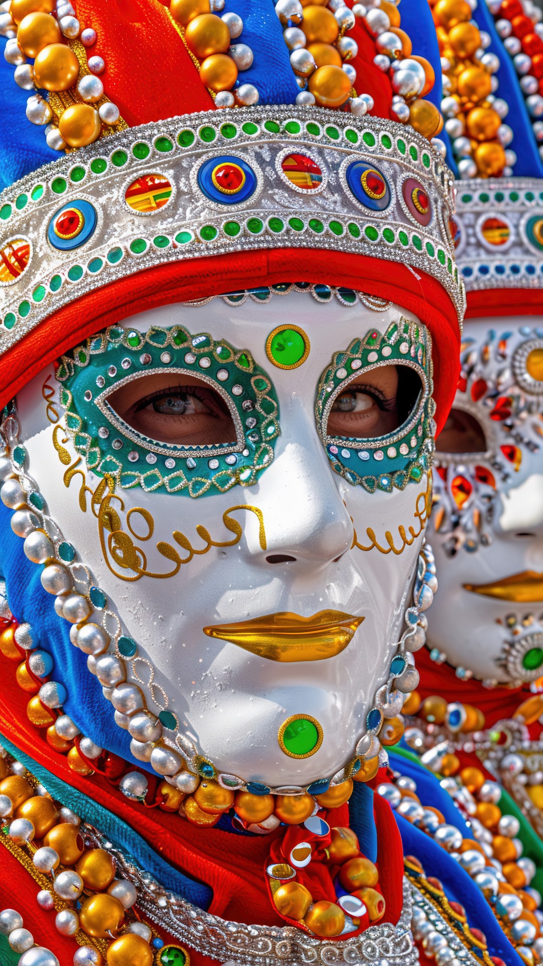 Woman wearing a venetian carnival mask