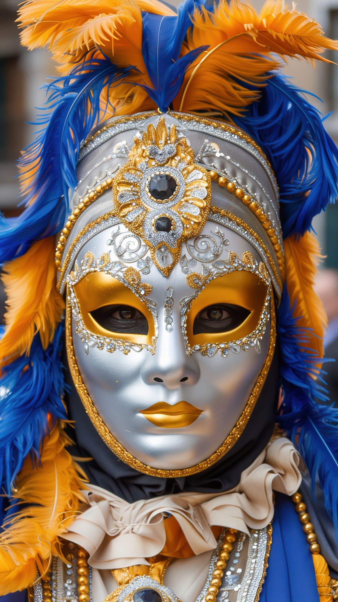 Woman wearing a venetian carnival mask