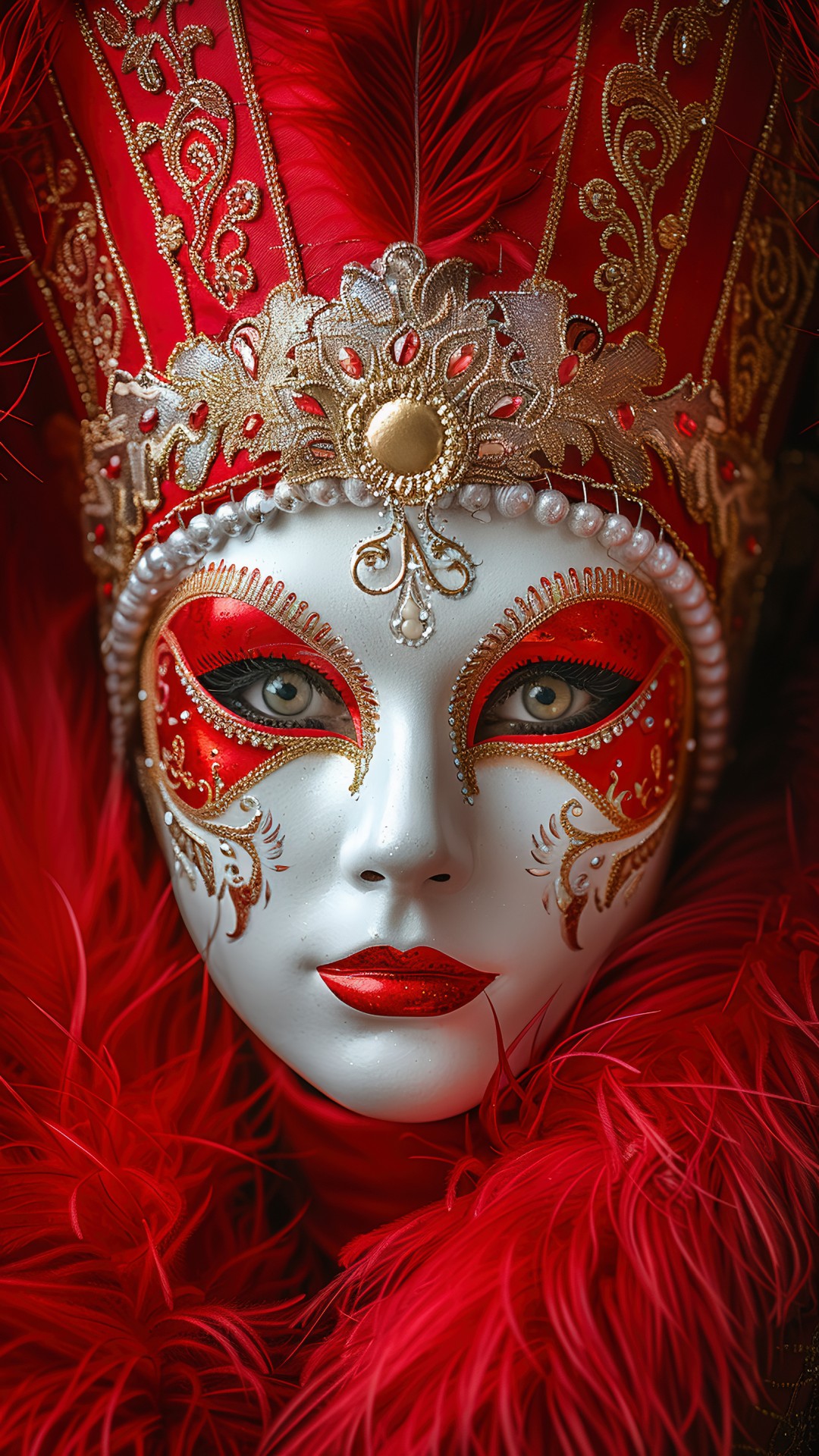 Woman wearing a venetian carnival mask