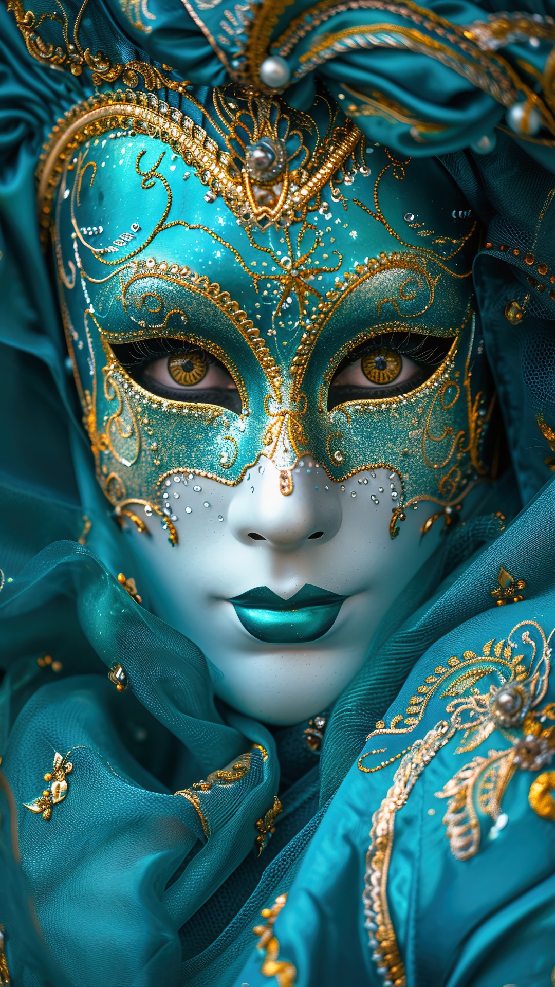 Woman wearing a venetian carnival mask