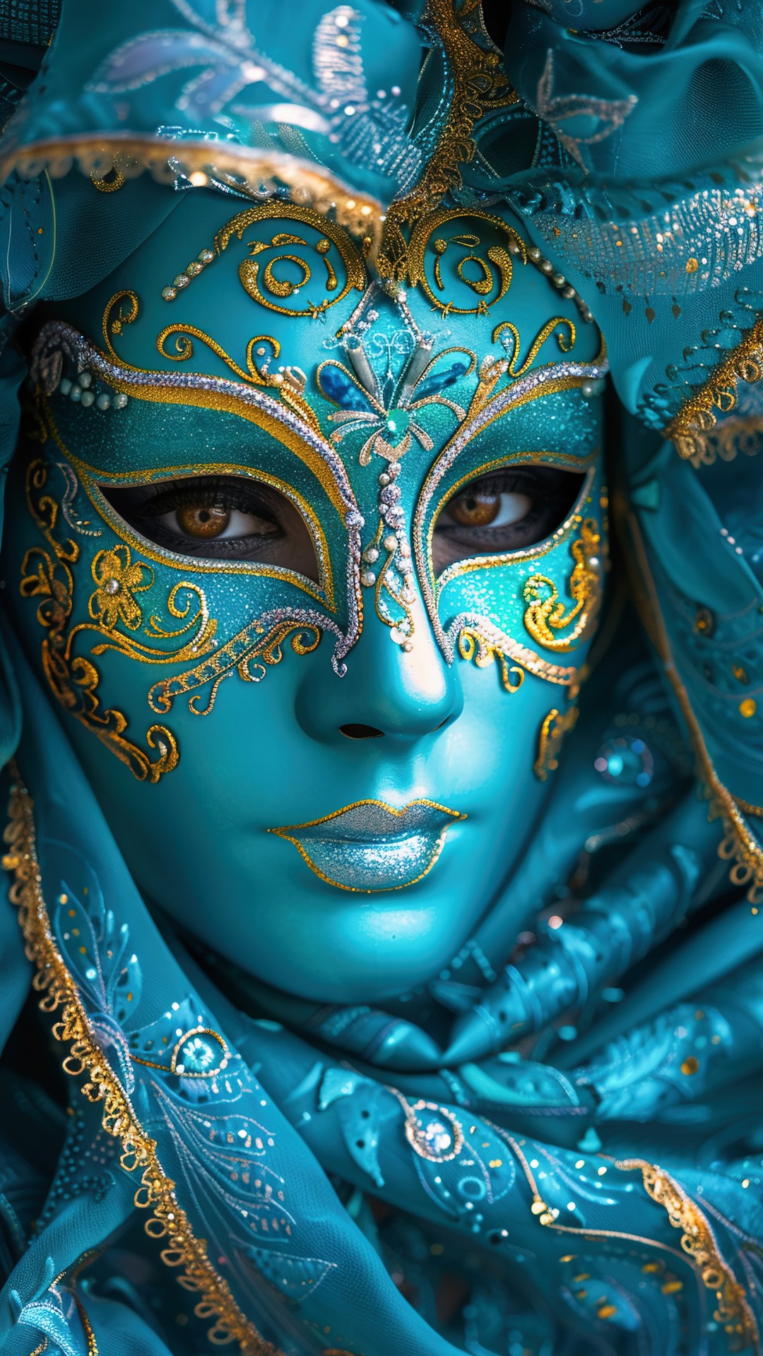 Woman wearing a venetian carnival mask