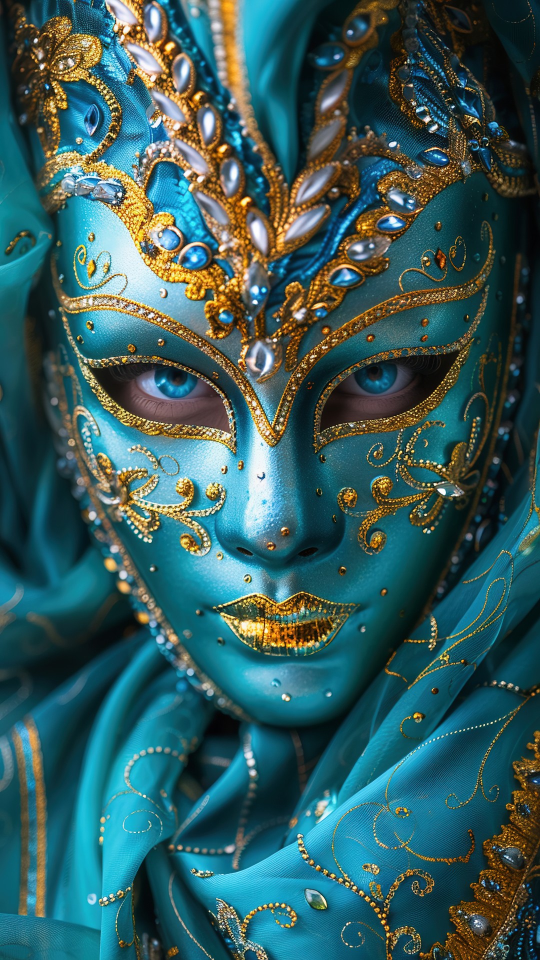 Woman wearing a venetian carnival mask