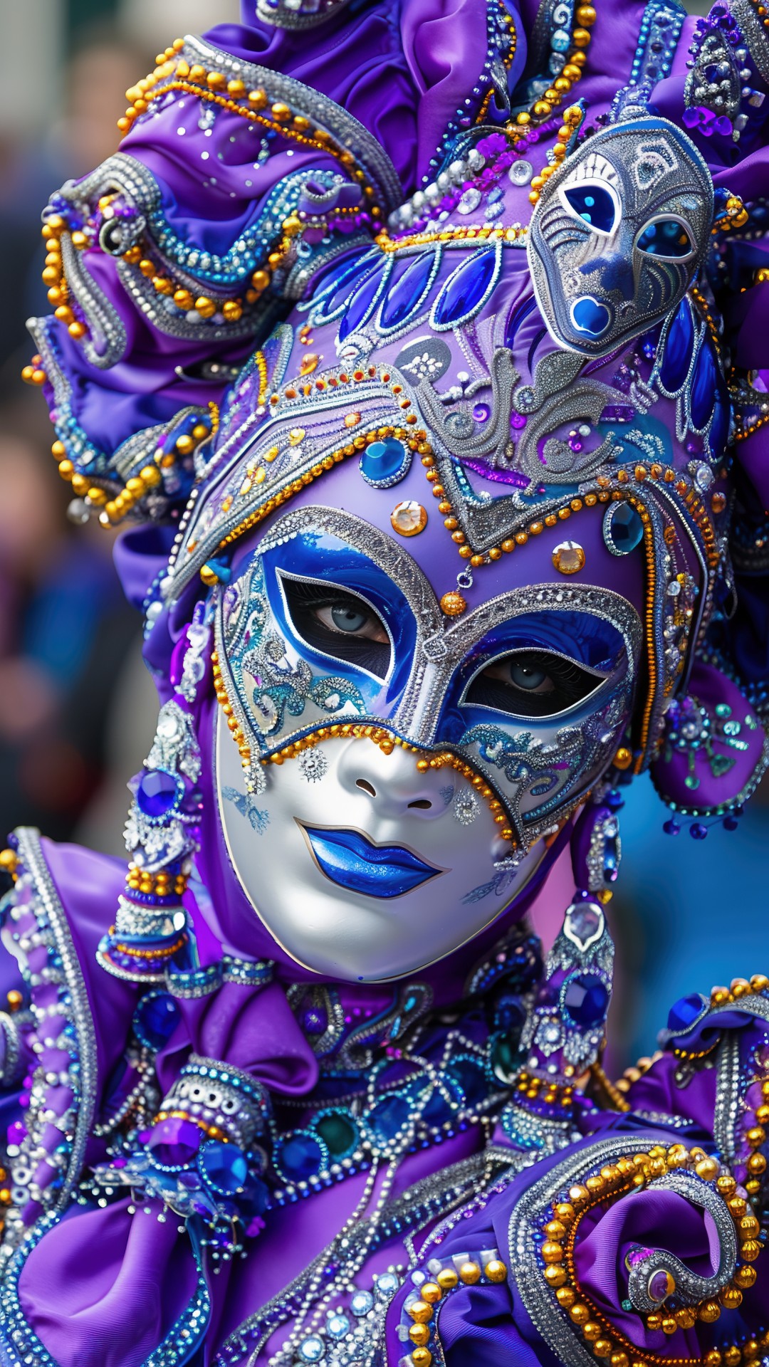 Woman wearing a venetian carnival mask