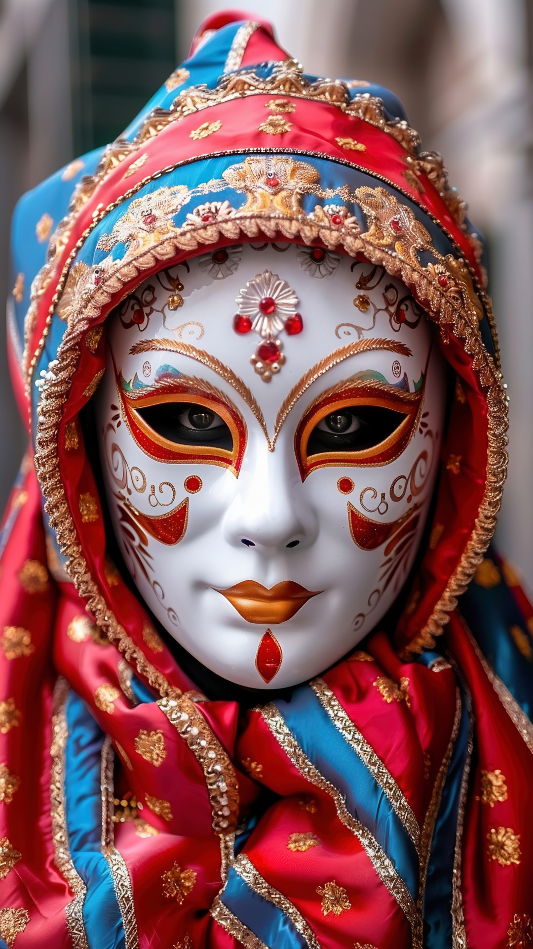 Woman wearing a venetian carnival mask