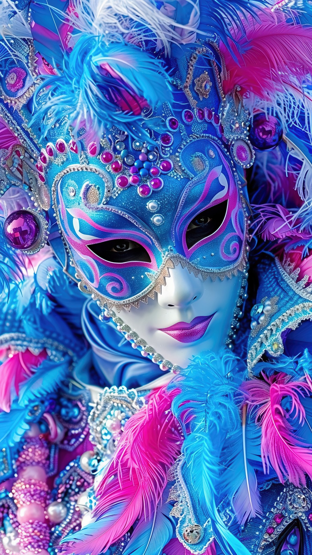 Woman wearing a venetian carnival mask