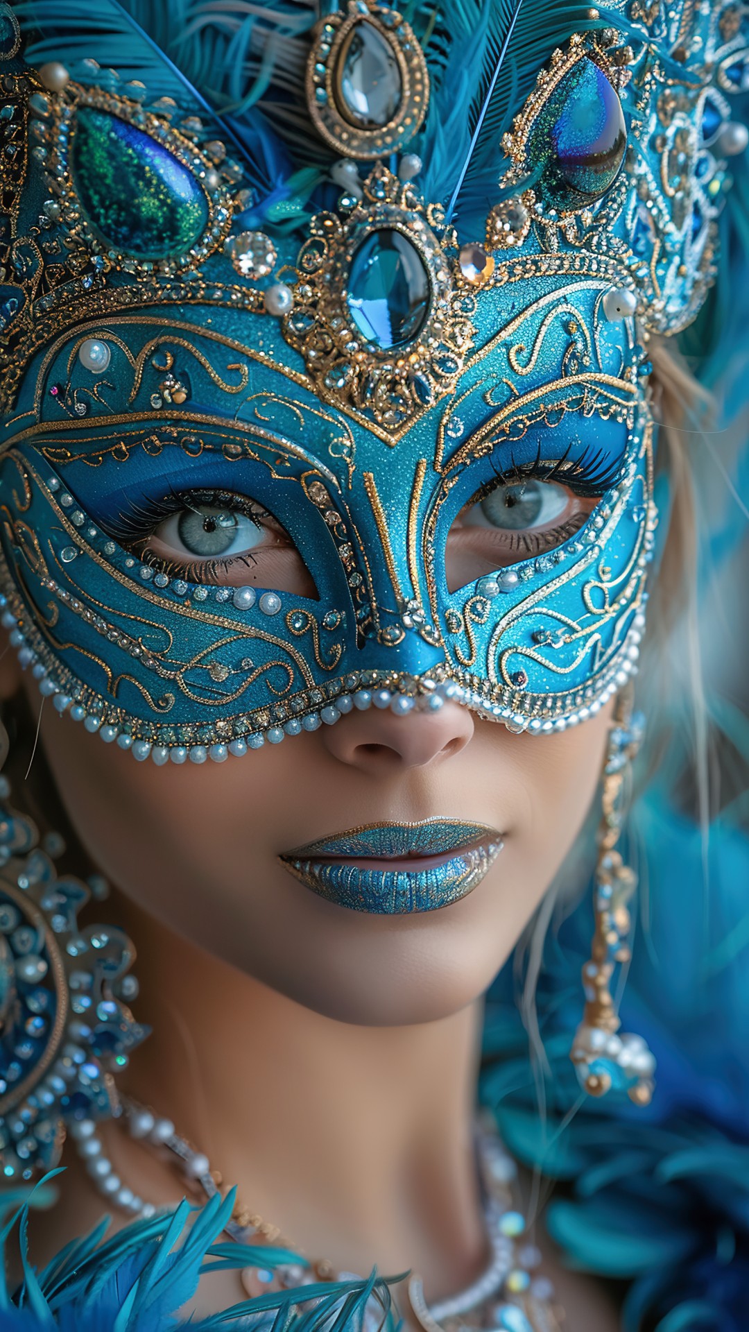 Woman wearing a venetian carnival mask